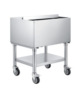 65.1 Quart NSF Certified Stainless Steel Commercial Ice Bin with Sliding Lid and Bottle Holders