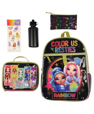 Rainbow High Backpack 16 Inch Color Us Besties 5 Piece Set with Detachable Lunchbox