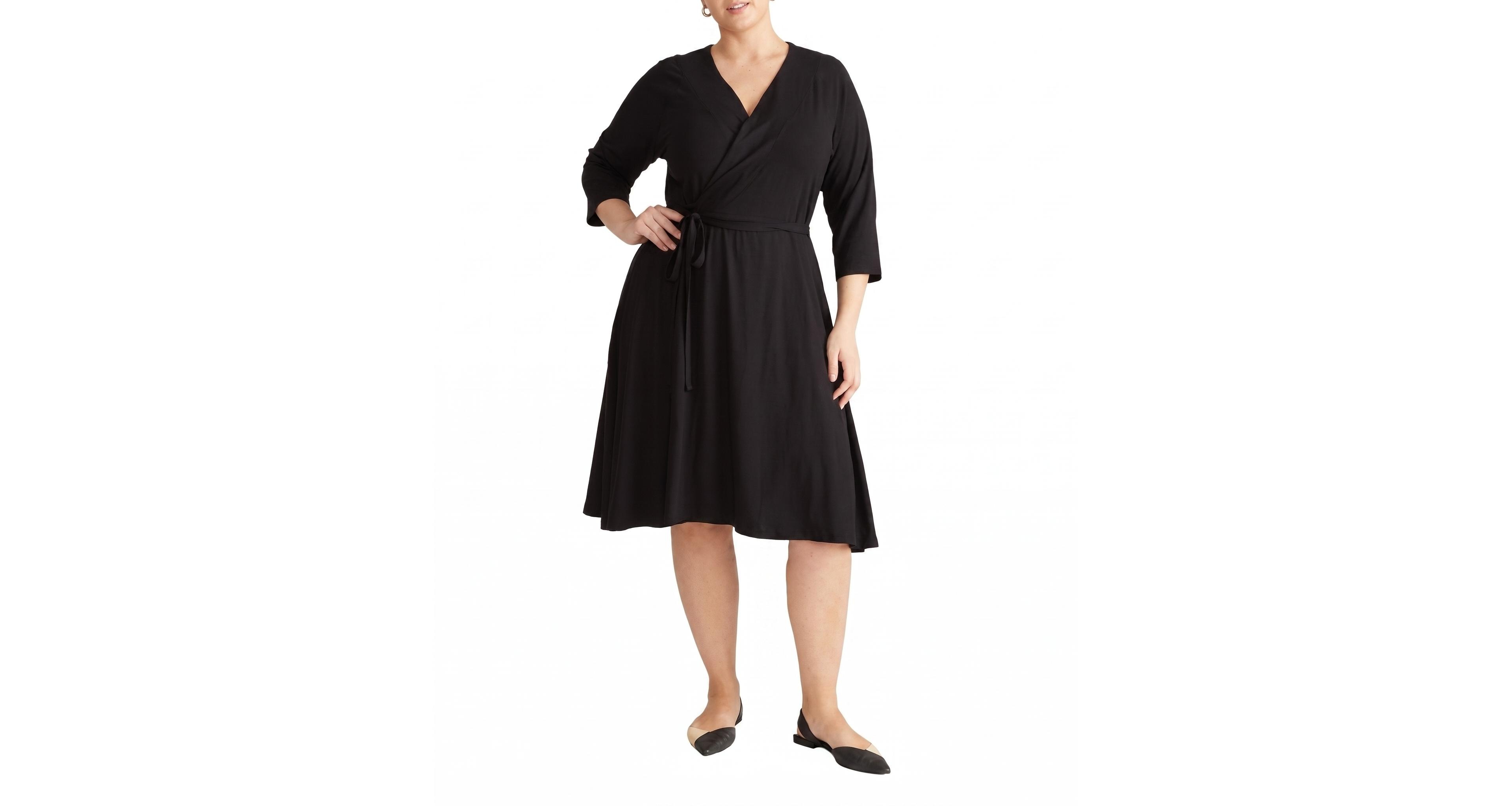 Universal Standard Plus The Divine Midi V-Neck 3/4-Sleeve Wrap Dress