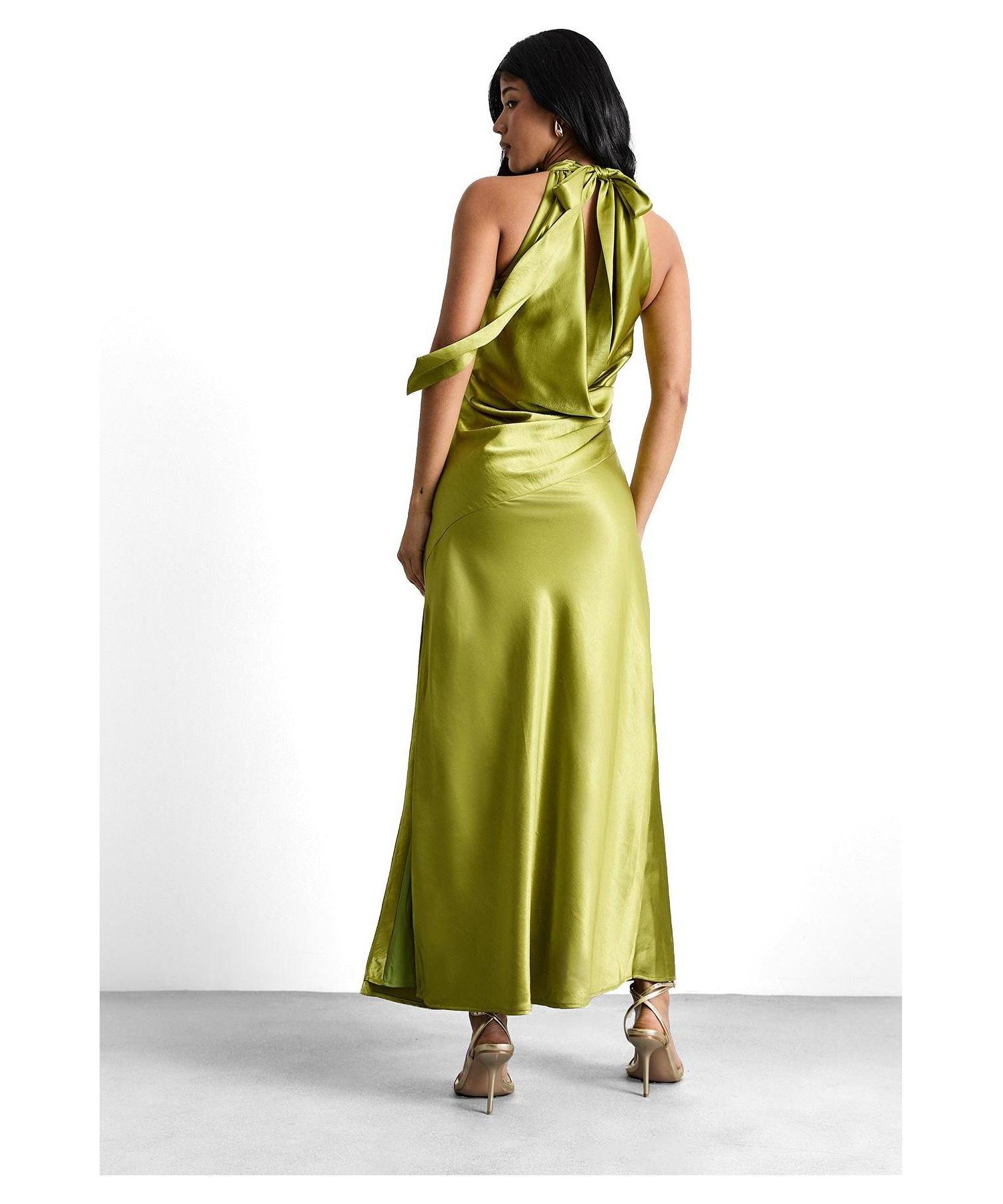 Women's Satin Cowl-Neck Maxi Dress