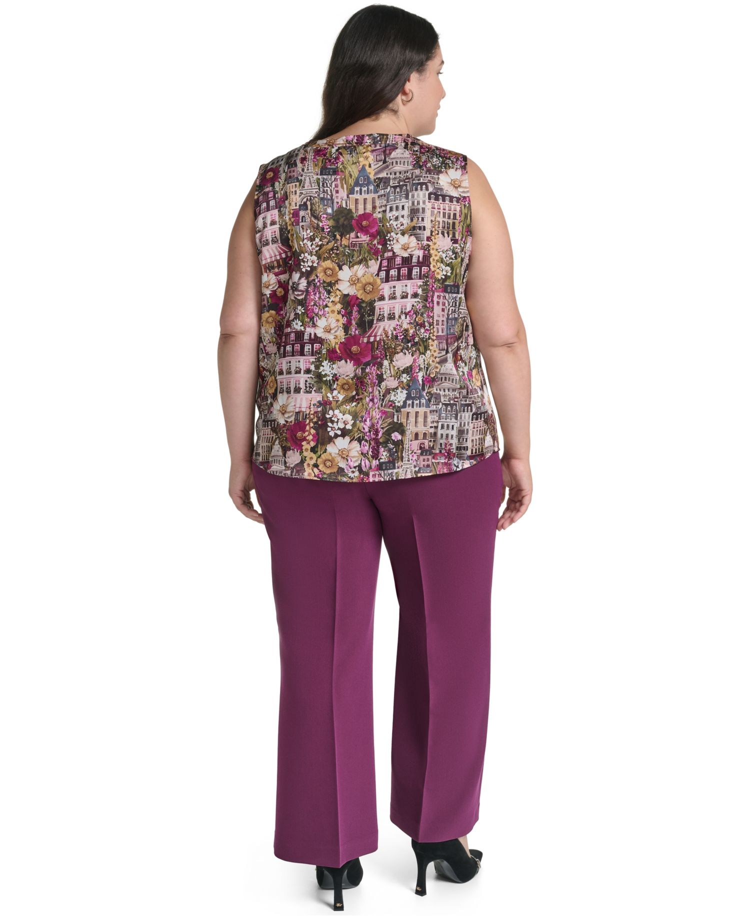 Plus Size Graphic-Print V-Neck Blouse