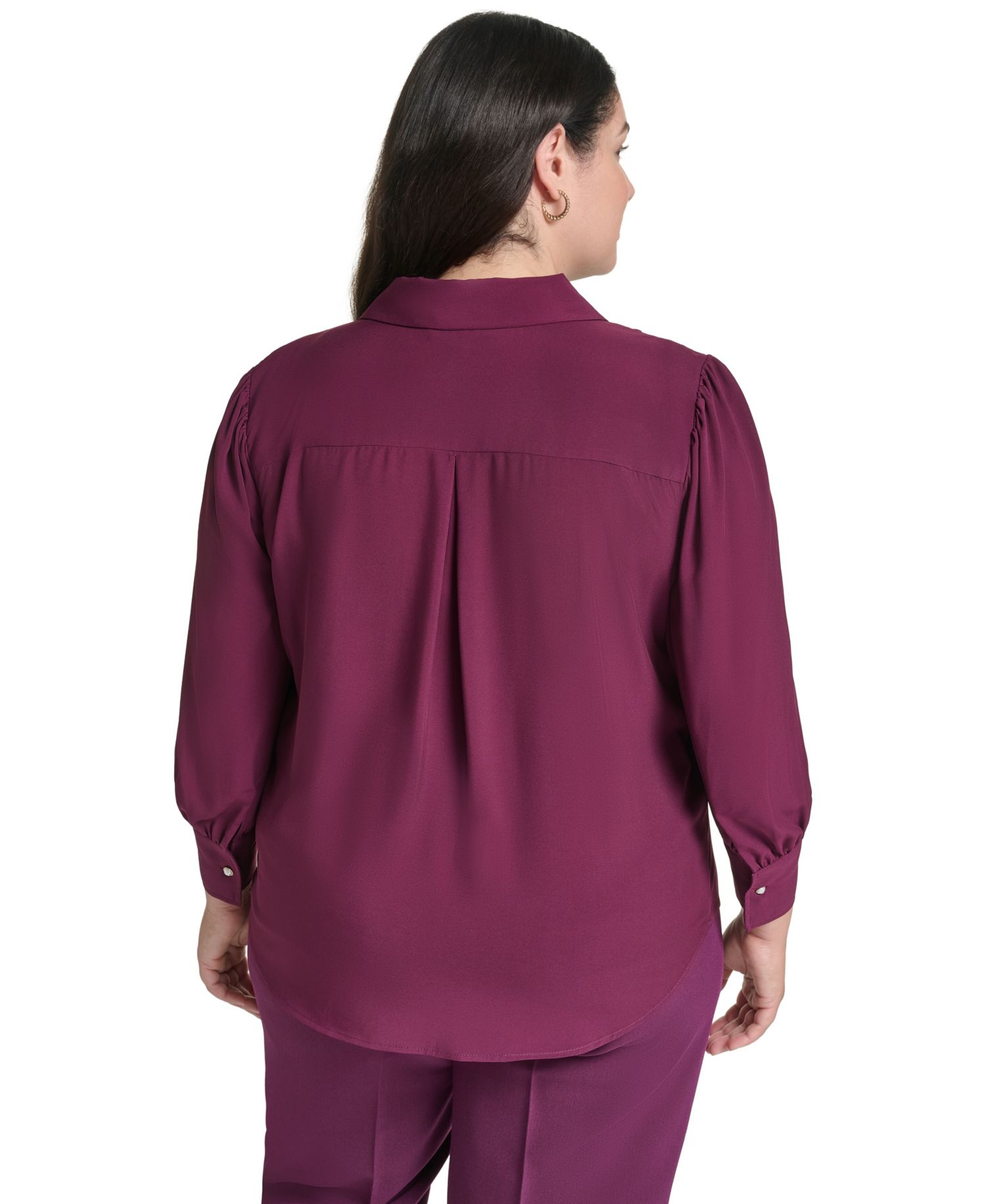 Plus Size Long-Sleeve V-Neck Blouse