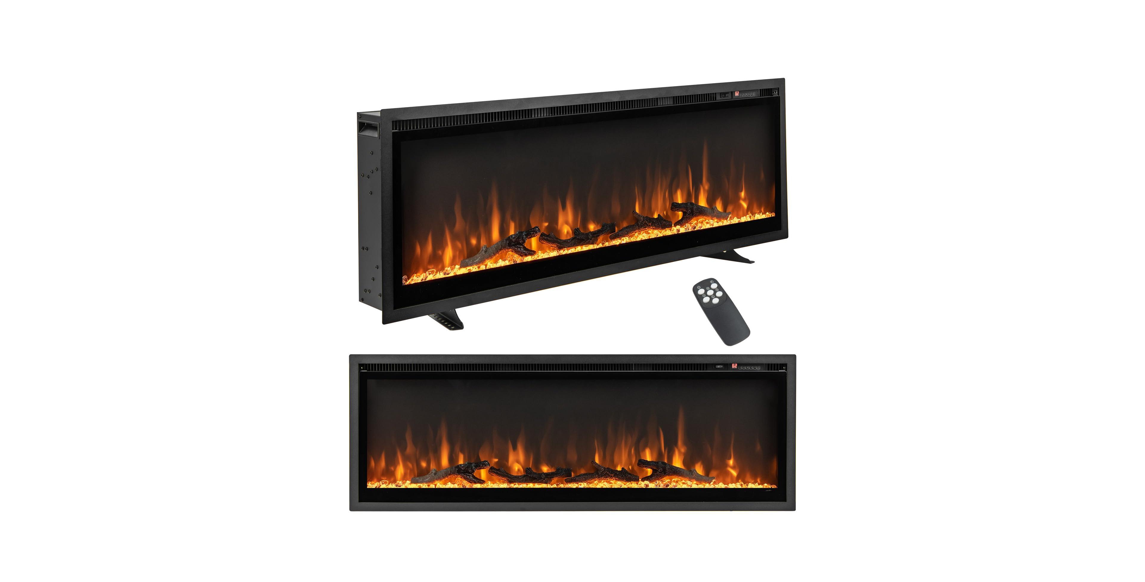 Ecooso Electric Fireplace in-Wall Recessed with Remote Control and Adjustable Color and Brightness