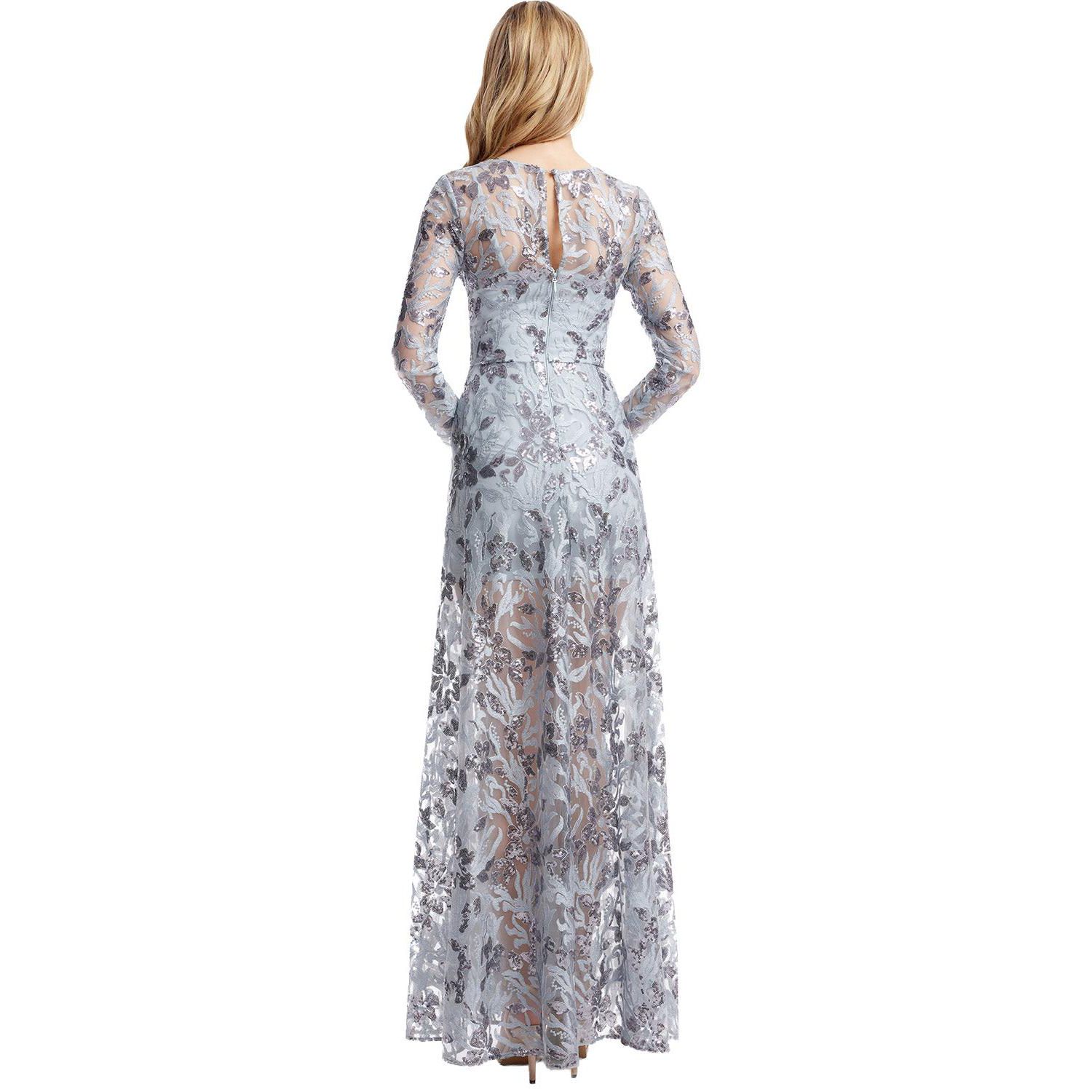 Women's Ava Long-Sleeve Floral-Sequin Gown