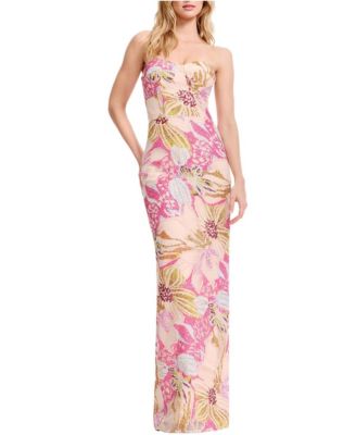 Women's Vada Strapless Floral Sequin Gown