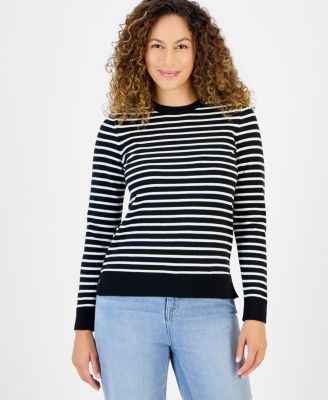 Petite Simple Stripe Crewneck Pullover Sweater