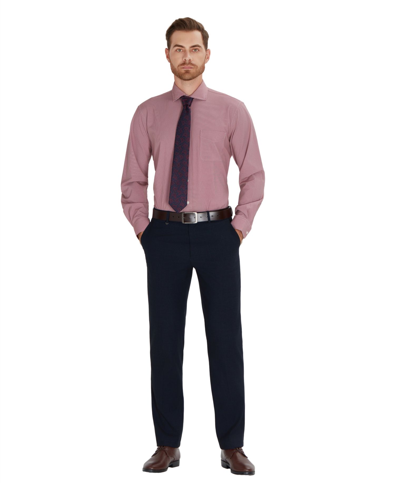 Men's Regular-Fit Houndstooth Dress Shirt