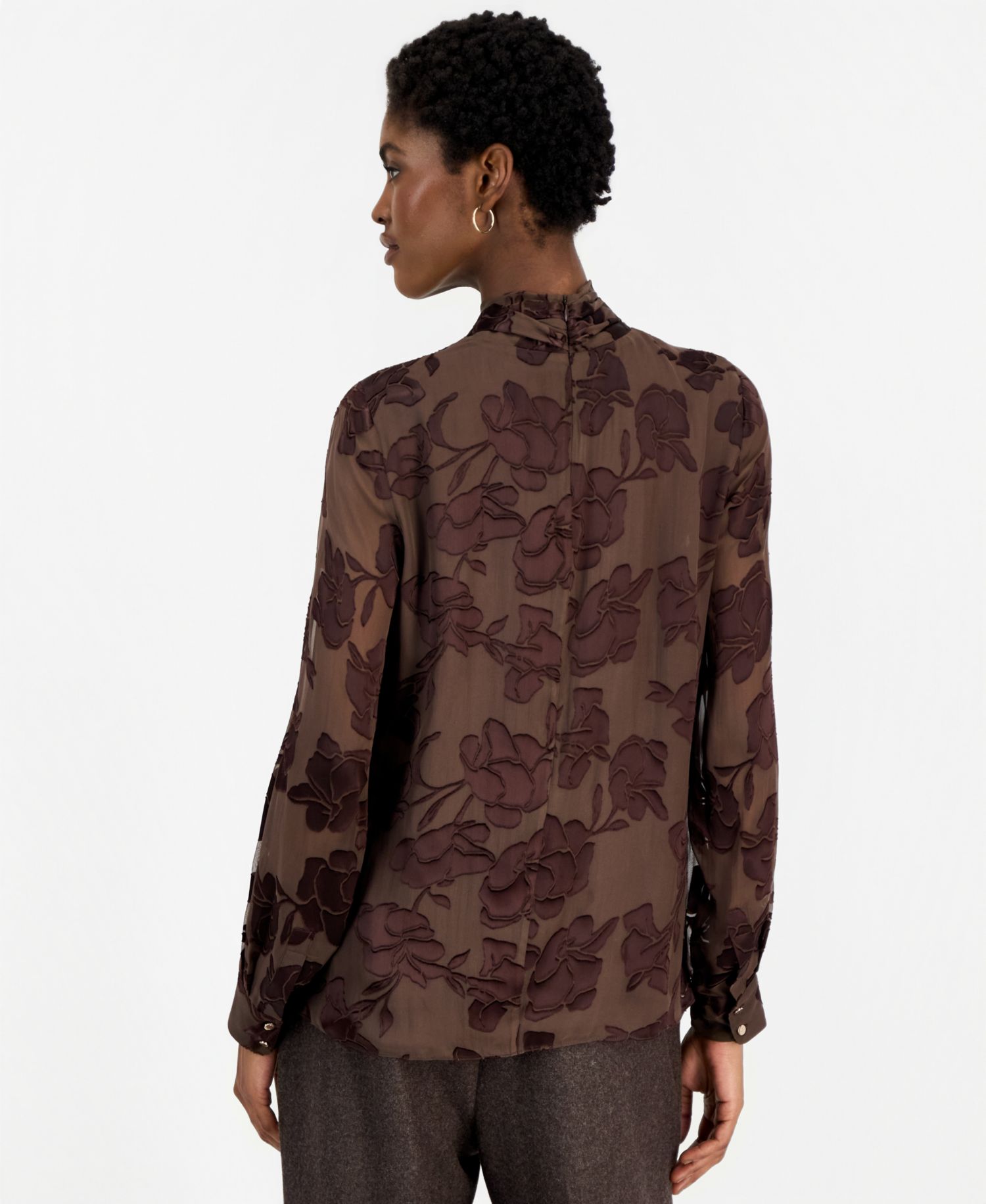 Women's Tiffany Floral Twist-Neck Long-Sleeve Blouse
