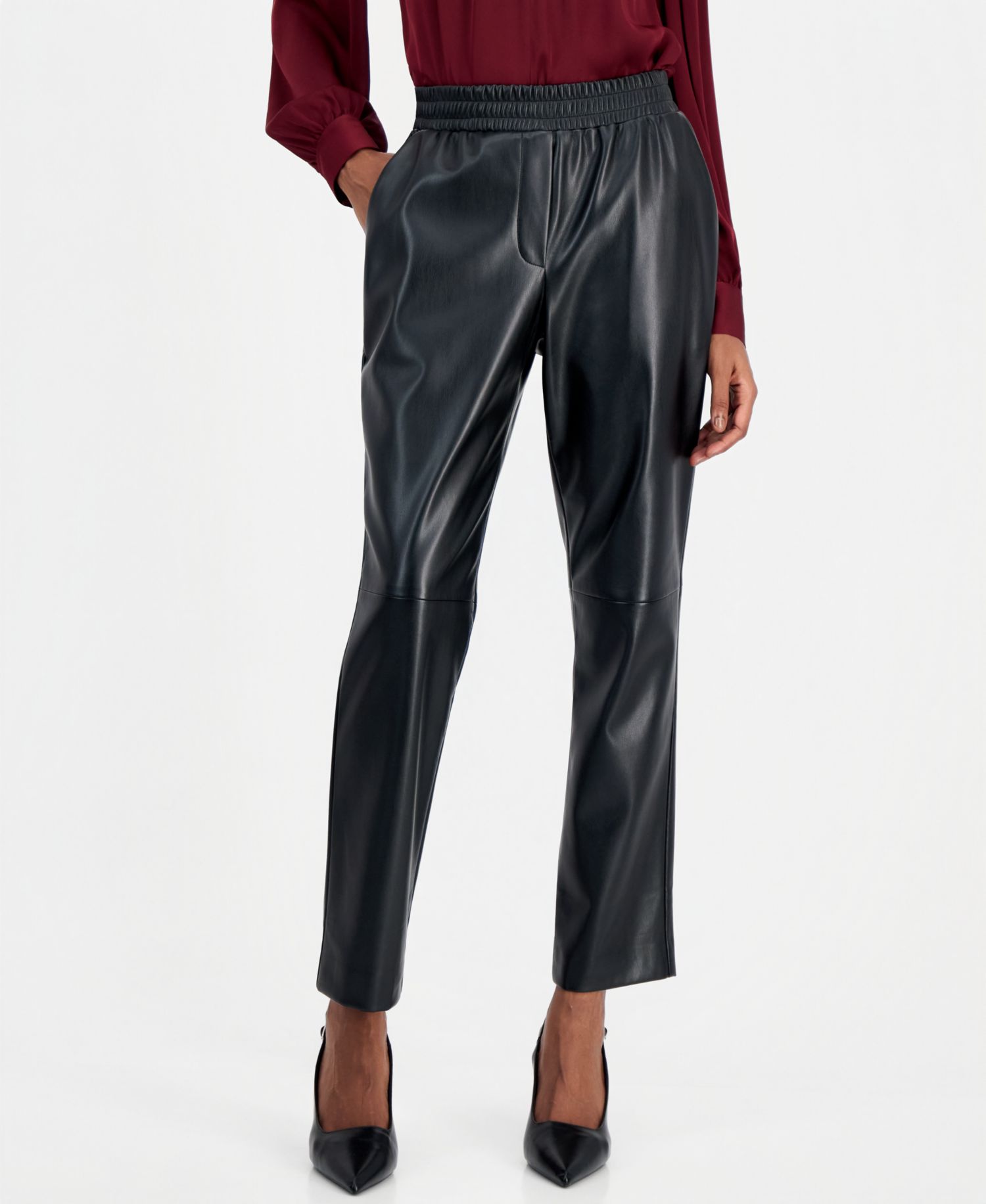 Women's Madelyn High-Rise Pull-On Slim Faux Leather Pants