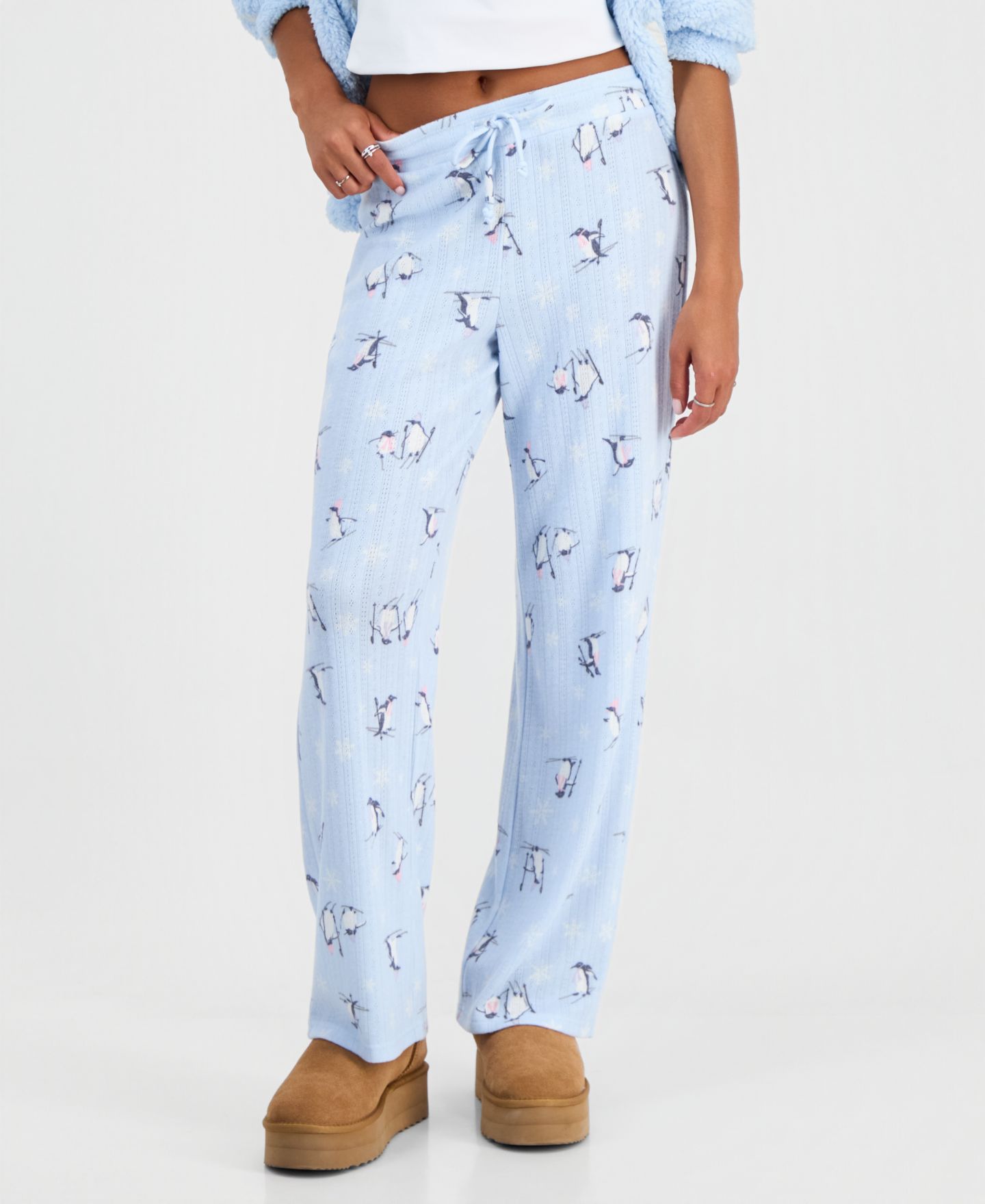 Женские брюки Hippie Rose Juniors' Mid-Rise Pointelle Straight-Leg, цвет: Синий — фото 1