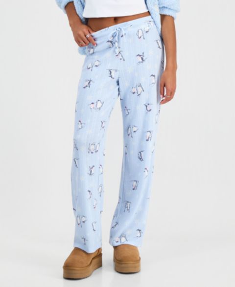 Женские брюки Hippie Rose Juniors' Mid-Rise Pointelle Straight-Leg, цвет: Синий