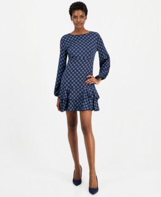 Women's Emmcambra Balloon-Sleeve Geometric-Print Mini Dress