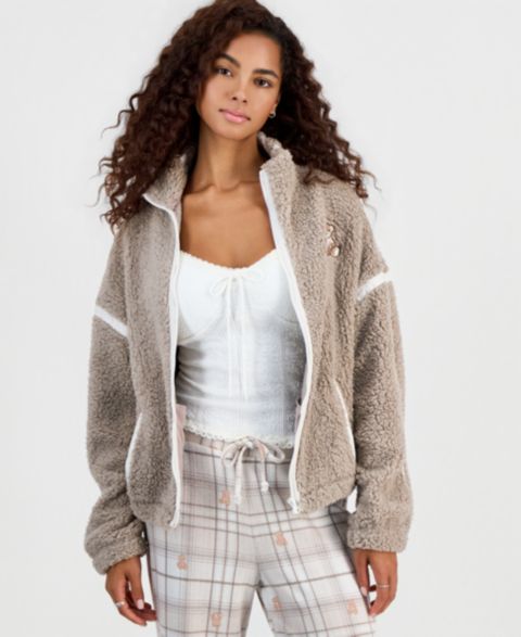 Женская куртка Hippie Rose Juniors' Sherpa Funnel-Neck, цвет: Мокко каменный