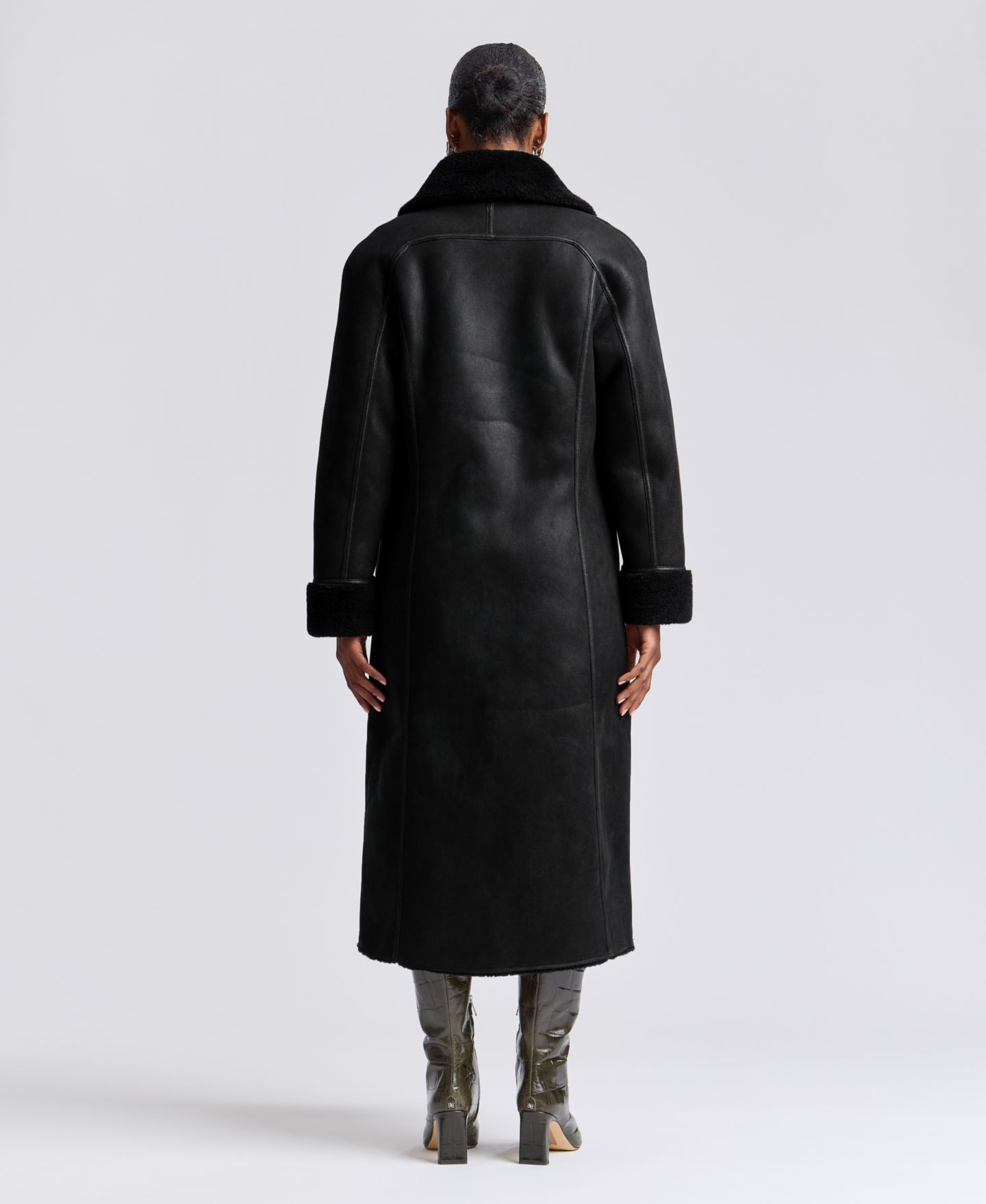 Женское пальто Avec Les Filles Reversible Faux Shearling Maxi, цвет: Чёрный — фото 8