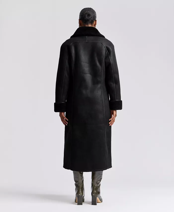 Women's Reversible Faux Shearling Maxi Coat - thumbnail 8