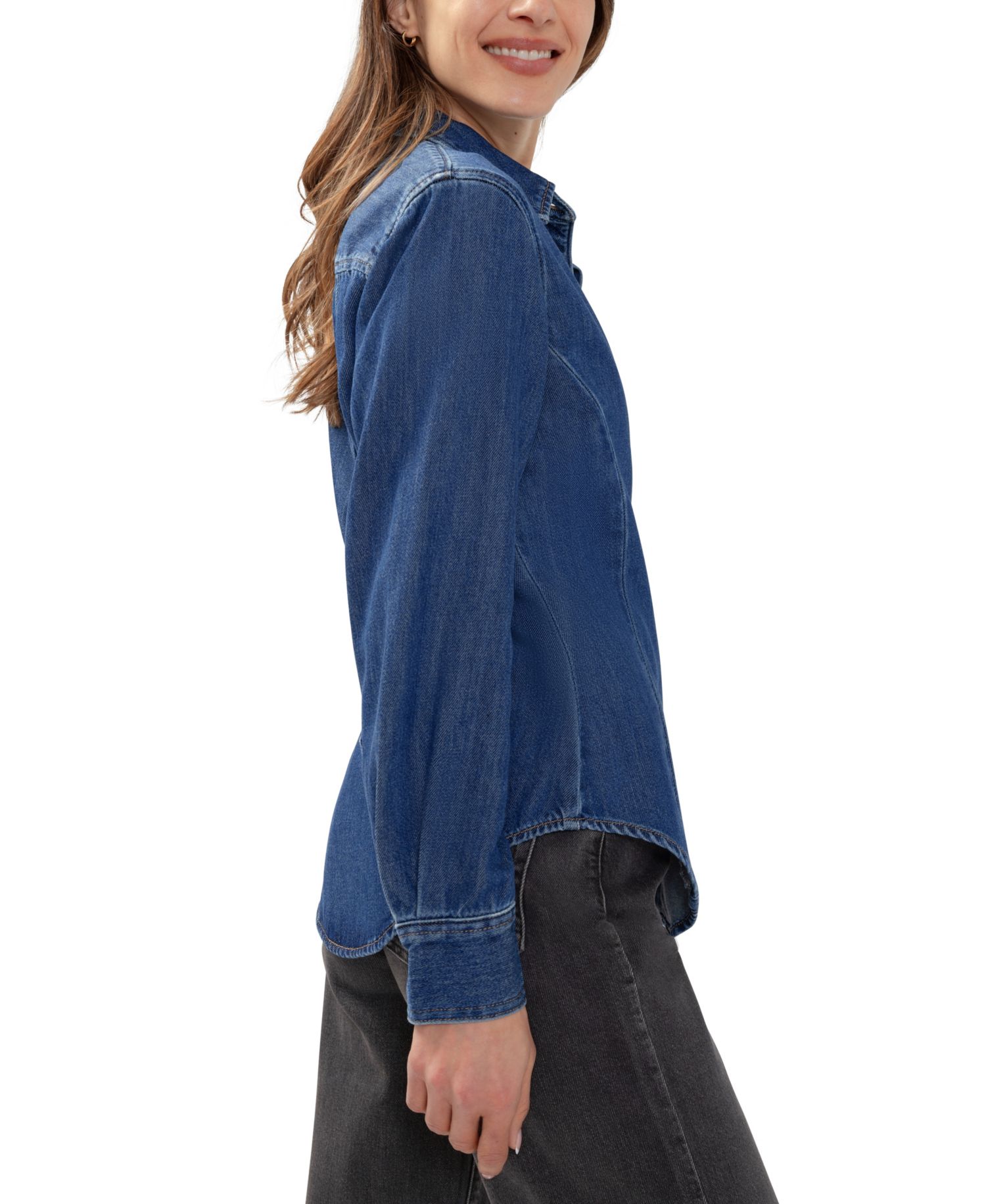 Women's Angie Denim Button-Up Long Sleeve Shirt