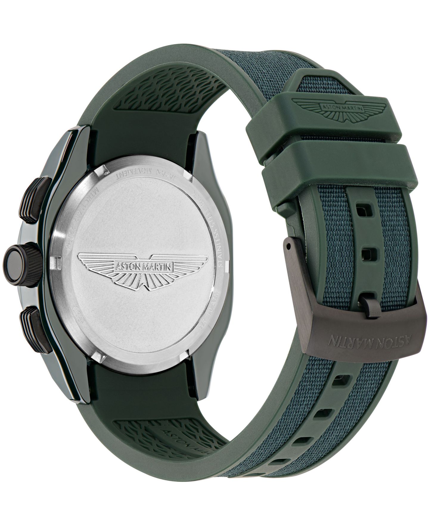 Мужские часы Aston Martin Quartz Three-Hand Round Green Silicone Strap Watch 42mm — фото 3