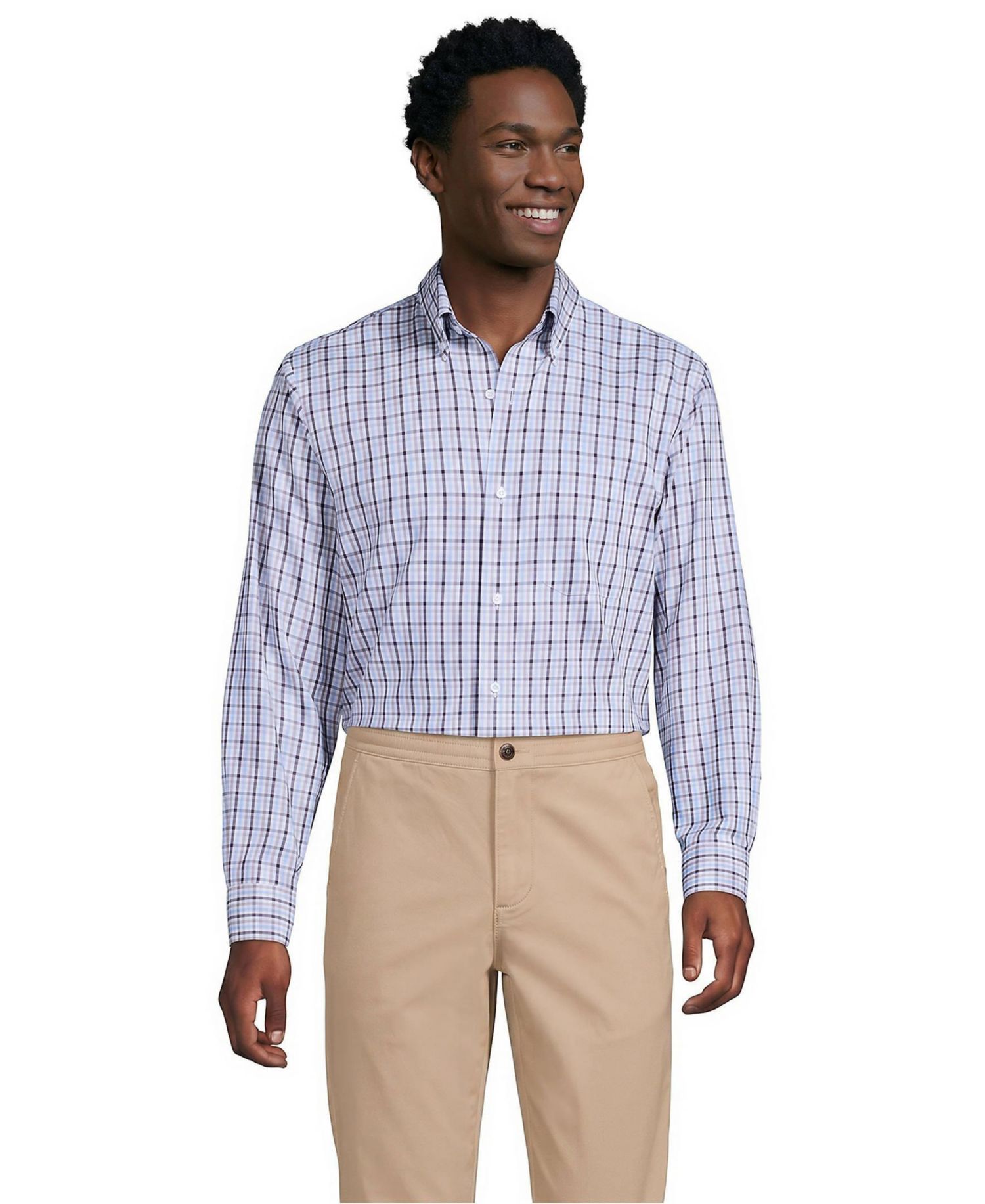 Men's No Iron Supima Cotton Pinpoint Buttondown Collar Dress Shirt