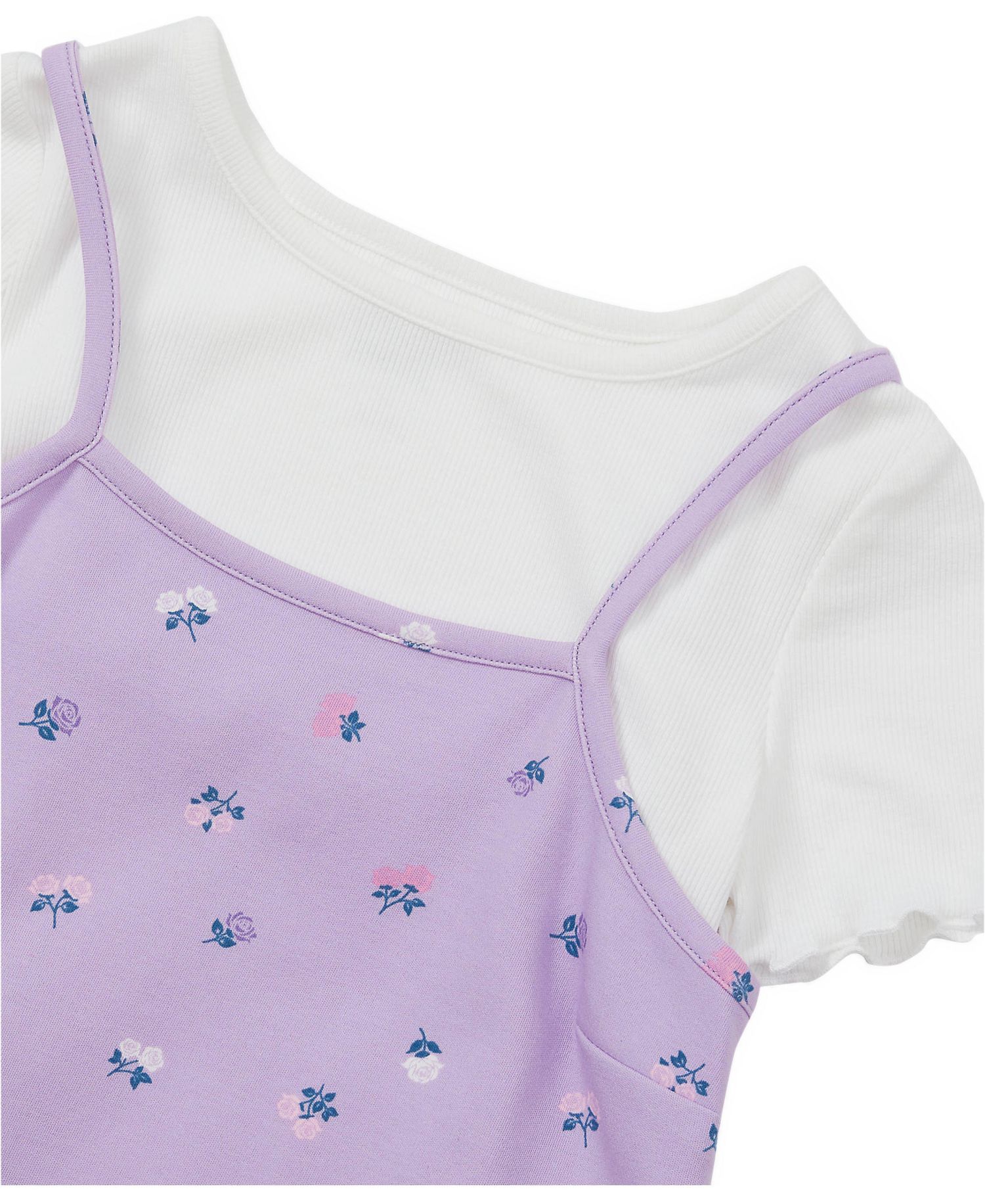 Girls Slip Dress With Ribbed Knit Tee Set