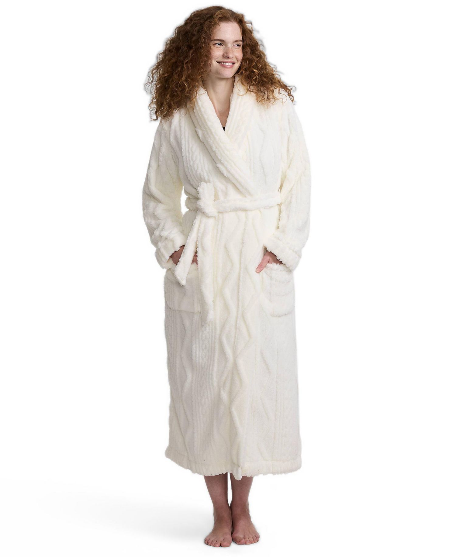 Women's Cozy Cable Plush Fleece Robe