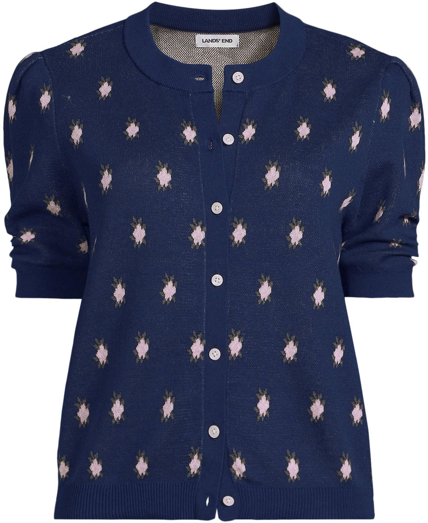 Women's Fitted Ruched Puff-Sleeve Cardigan