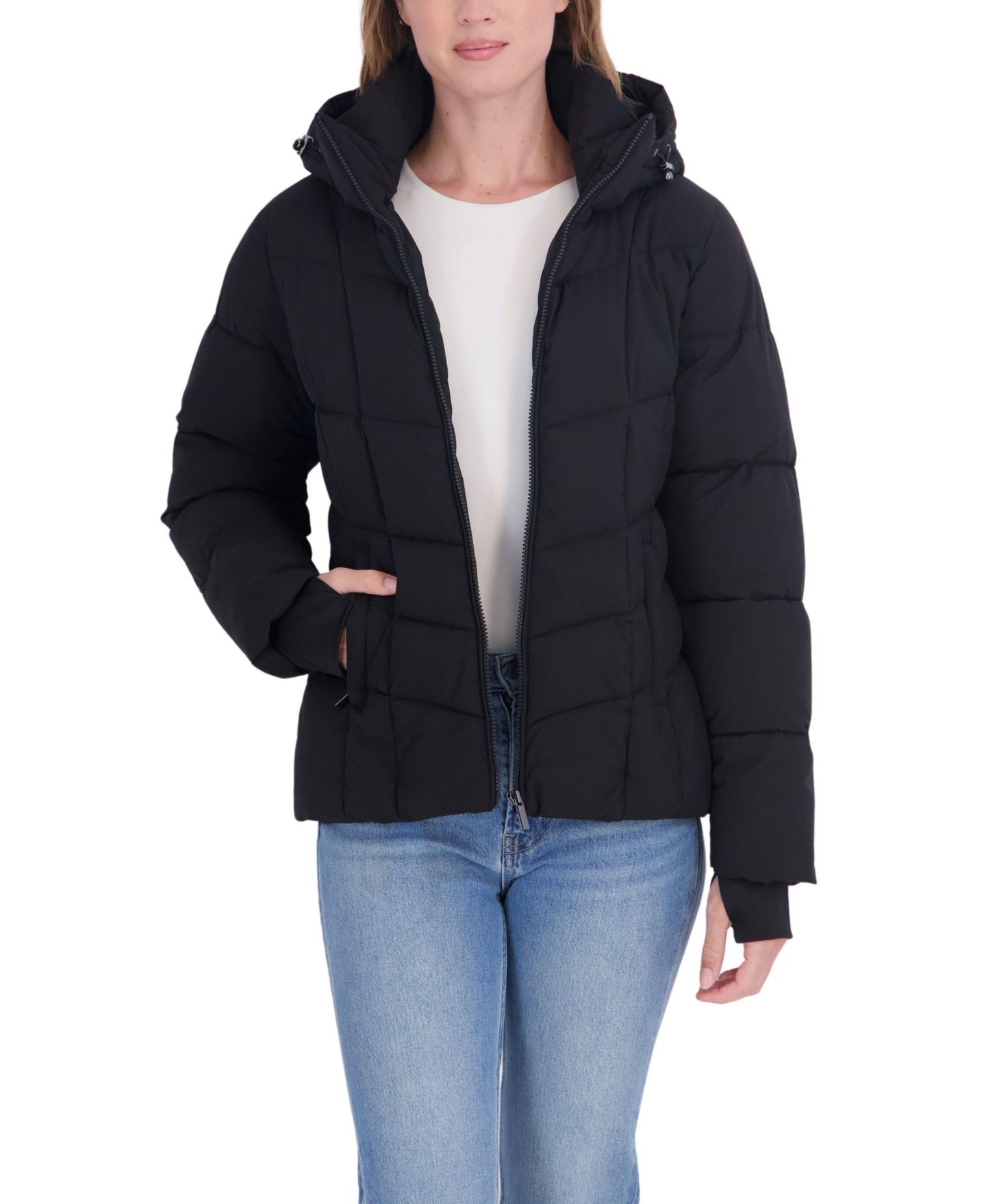 Женская куртка Sebby Collection Short Hooded Puffer, цвет: Чёрный — фото 4