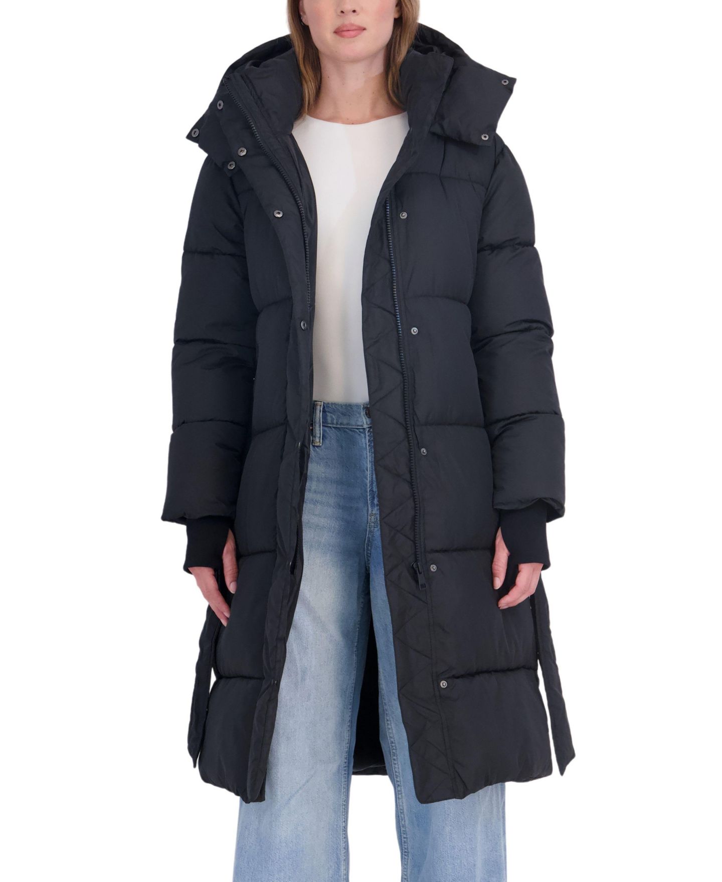 Женская куртка Sebby Collection Long Hooded Puffer, цвет: Чёрный — фото 3
