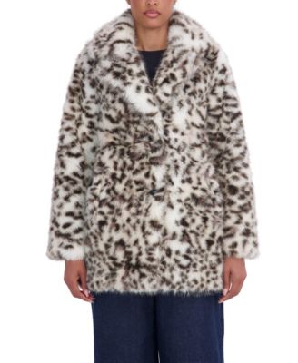 Women's 3/4 Notch Collar Faux Fur Coat
