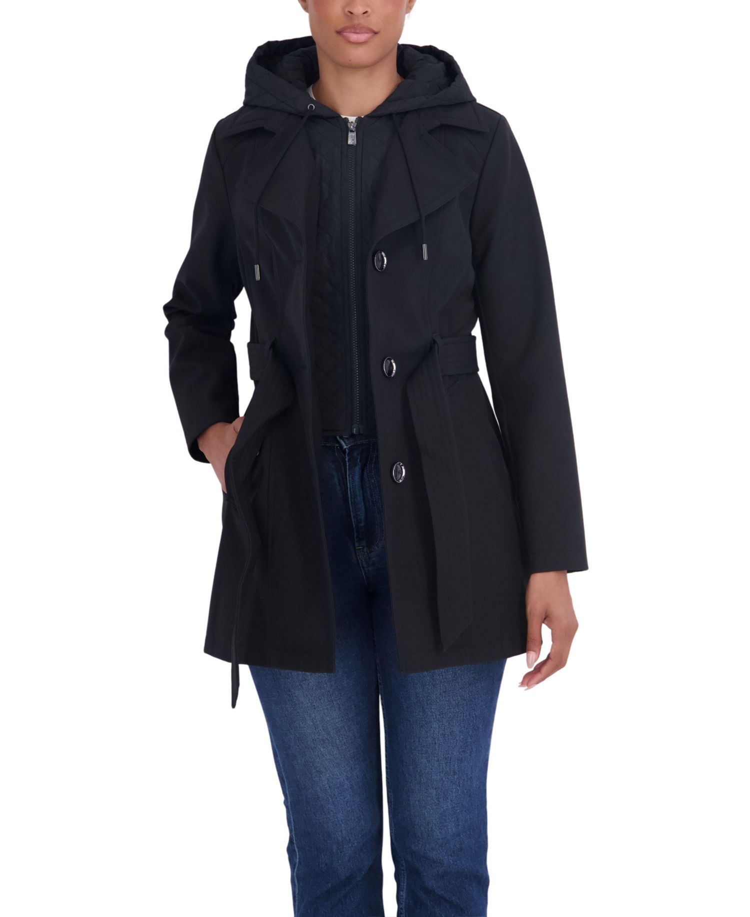 Women's Hooded Softshell Trench Coat