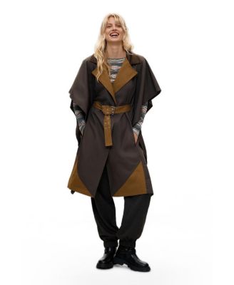 Women's Trench Belted Sleeveless Poncho