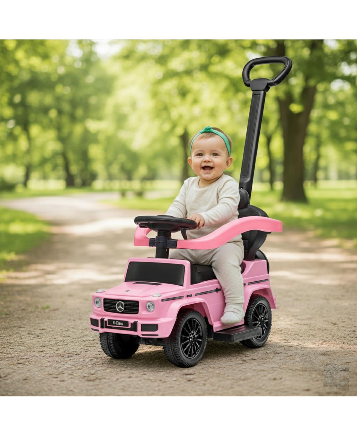 Детская игрушка Best Ride on Cars Kids Outdoor Stroller Mercedes G-Wagon 3 in 1 Push Car, Baby Pink — фото 5