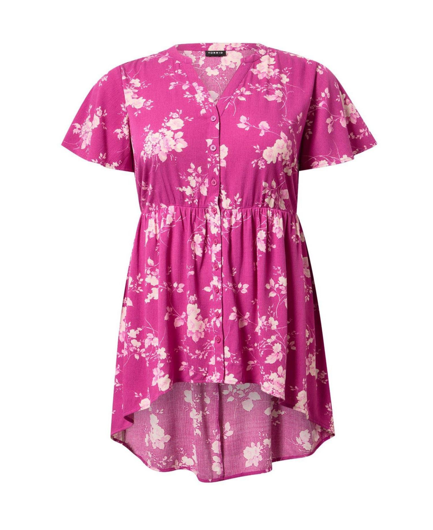 Plus Size Lexie Babydoll Floral Short-Sleeve Tunic