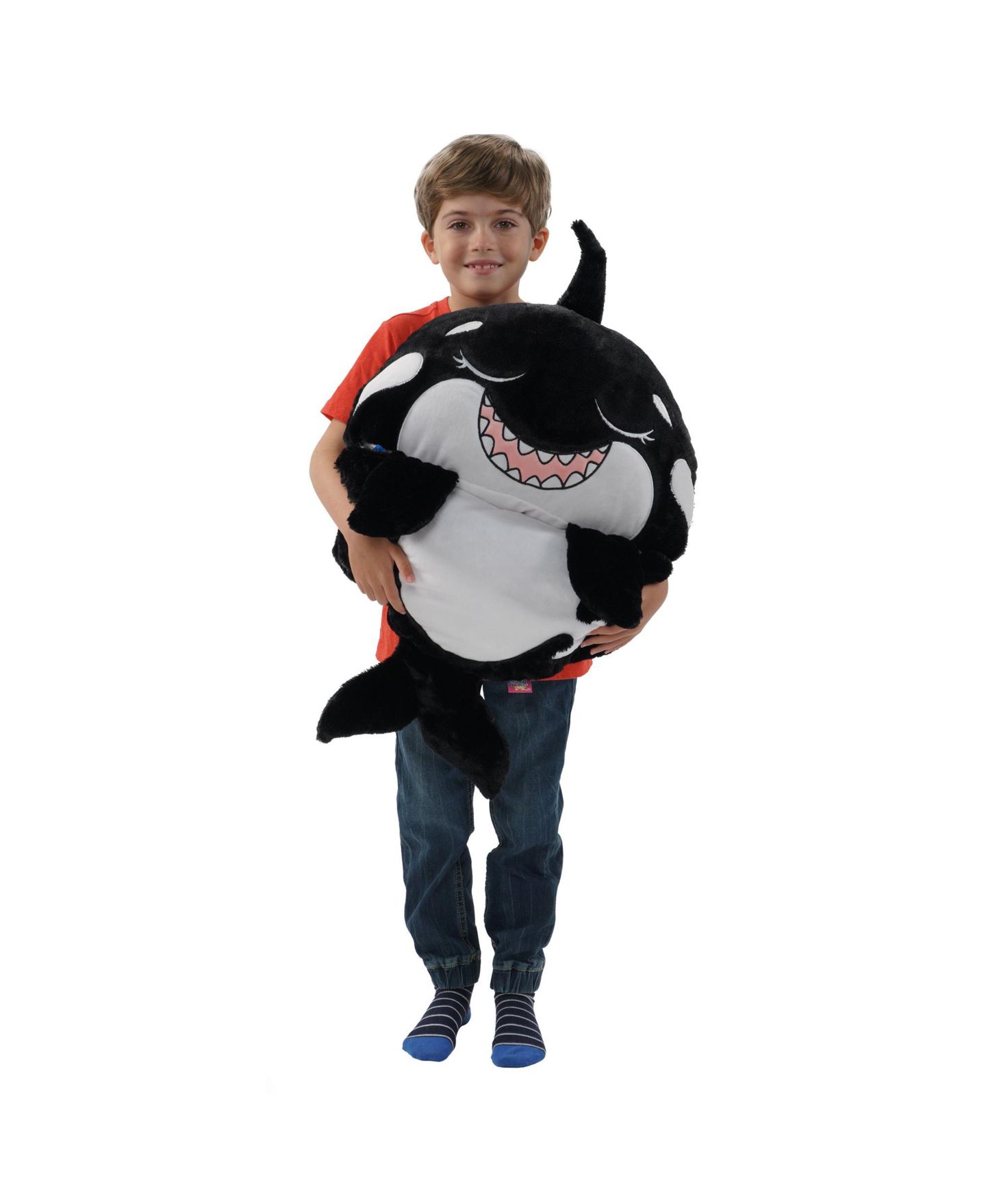Детские мягкие игрушки Happy Nappers Ozzy The Shark Medium 2-in-1 Weighted-Arms Pillow and Sleeping Bag — фото 6