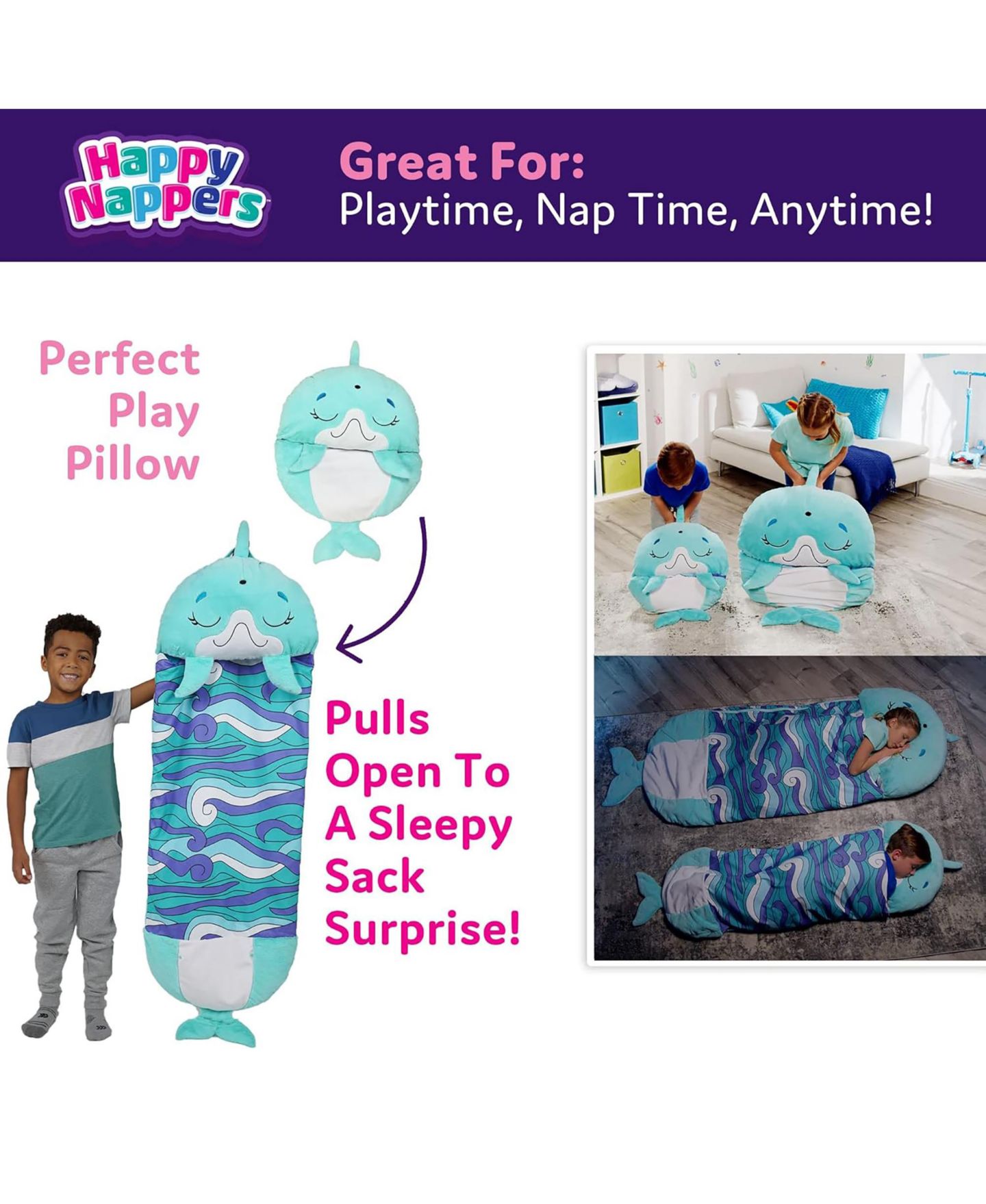 Детские мягкие игрушки Happy Nappers Med - Dolphin Disco — фото 4