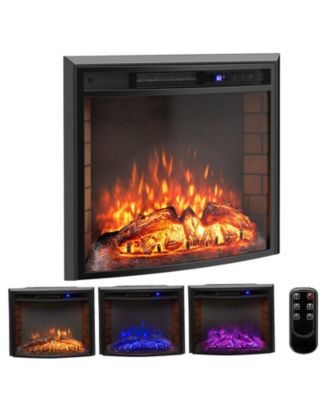 23'' Curved Recessed Electric Fireplace Insert 750W/1500W Fireplace Heater Black