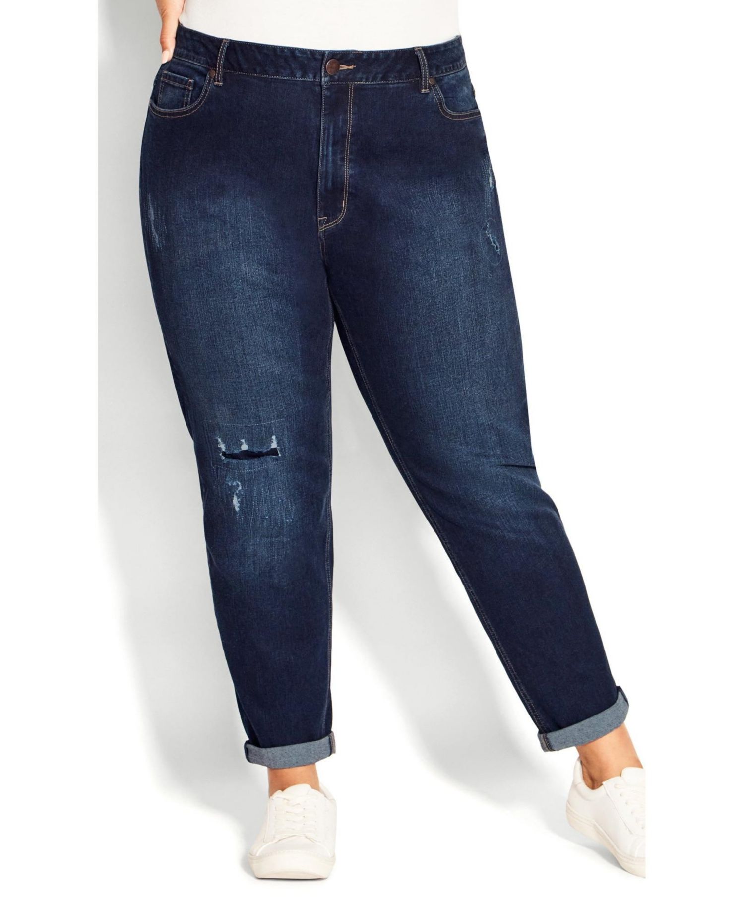 Women's Plus Size Tall Girlfriend Rip Jean