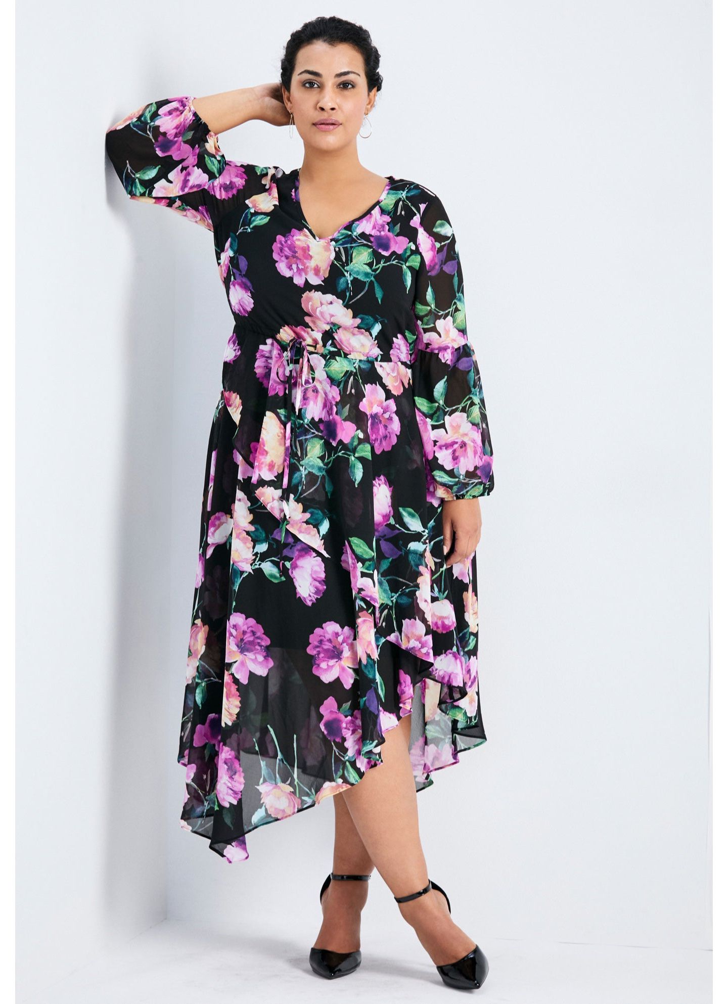 Женское платье Avenue Plus Size Endless Love Chiffon, цвет: Чёрный — фото 4