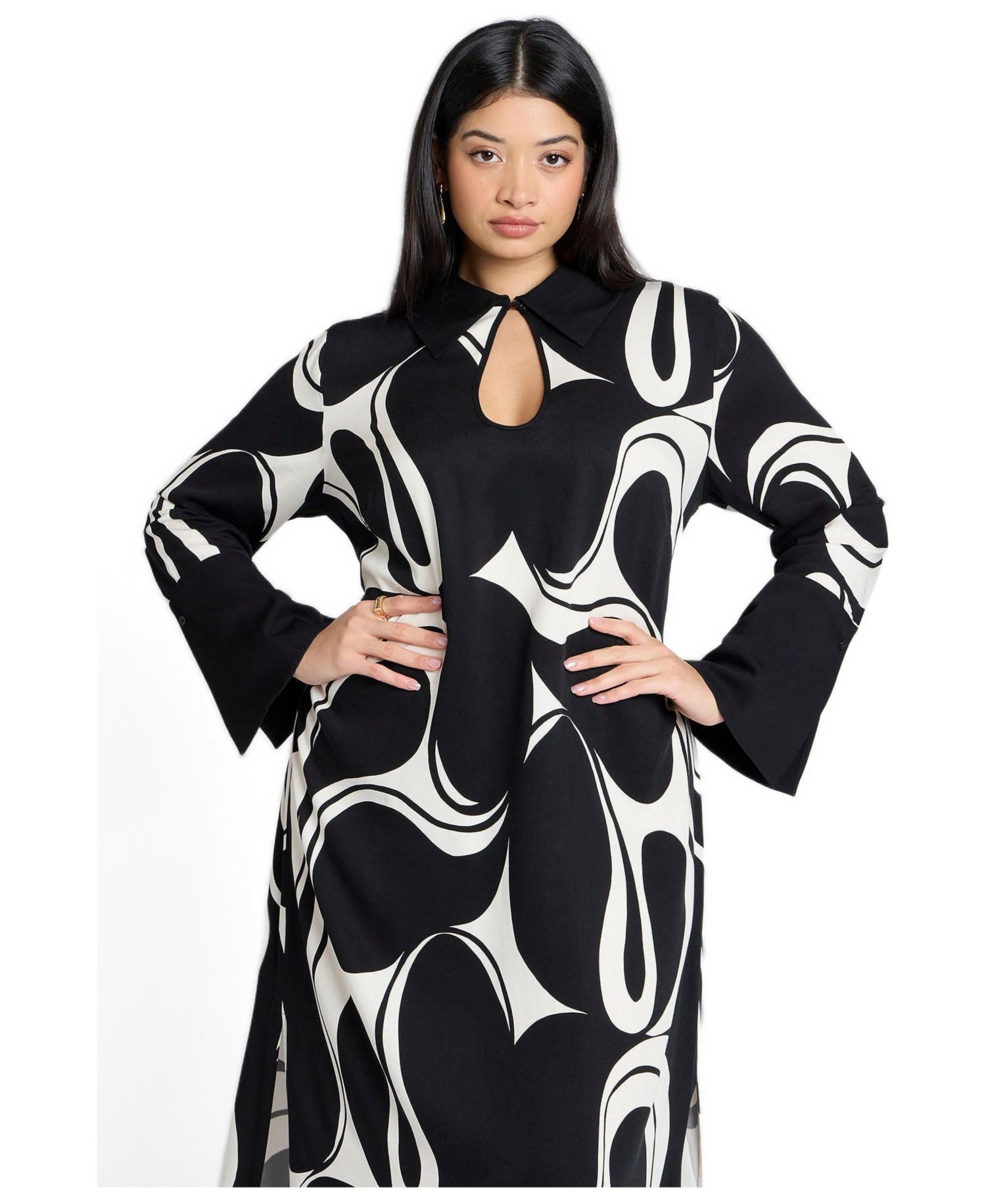 Women's Printed Collared Maxi Dress