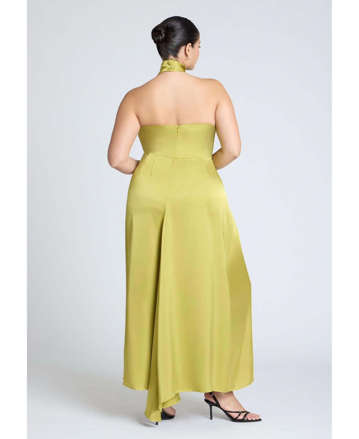 Women's Plus Size Halter Neck Satin Maxi Dress