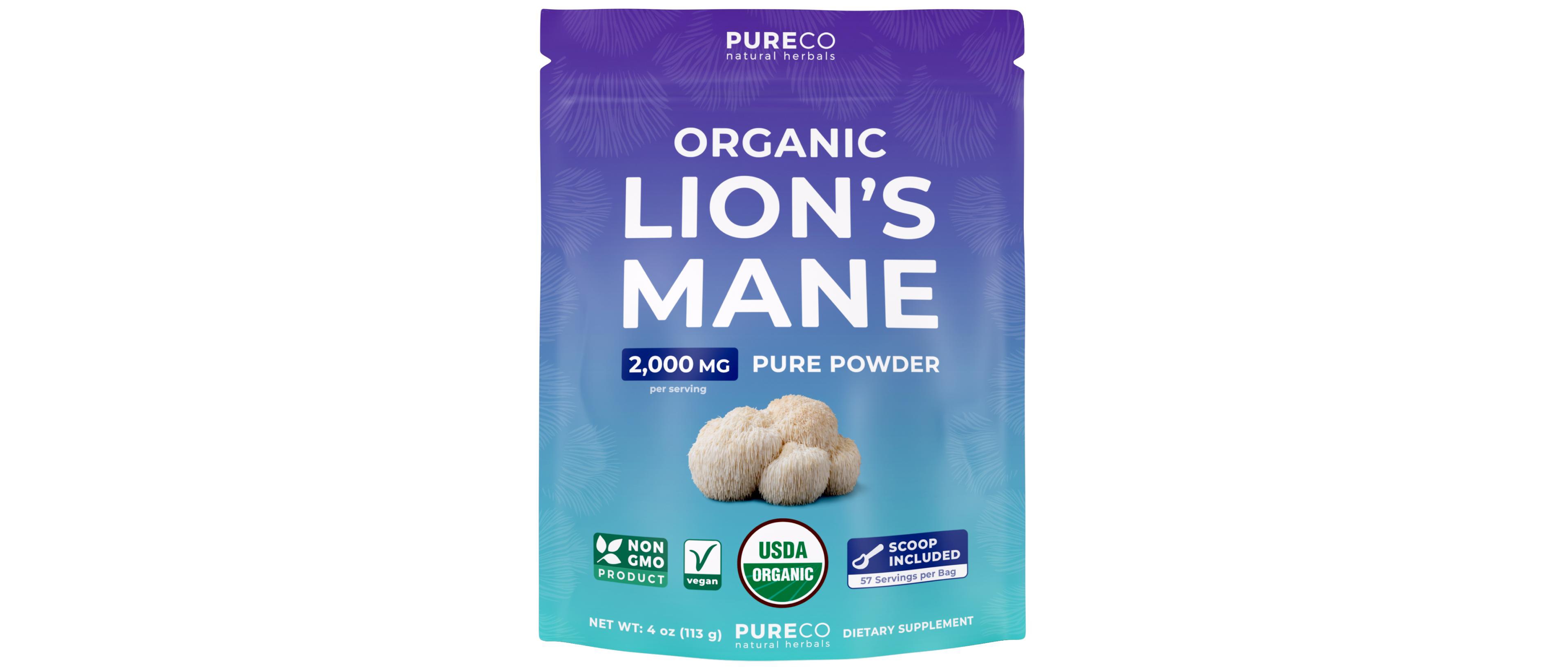Pure Co Lion's Mane Mushroom Powder, 57 Servings