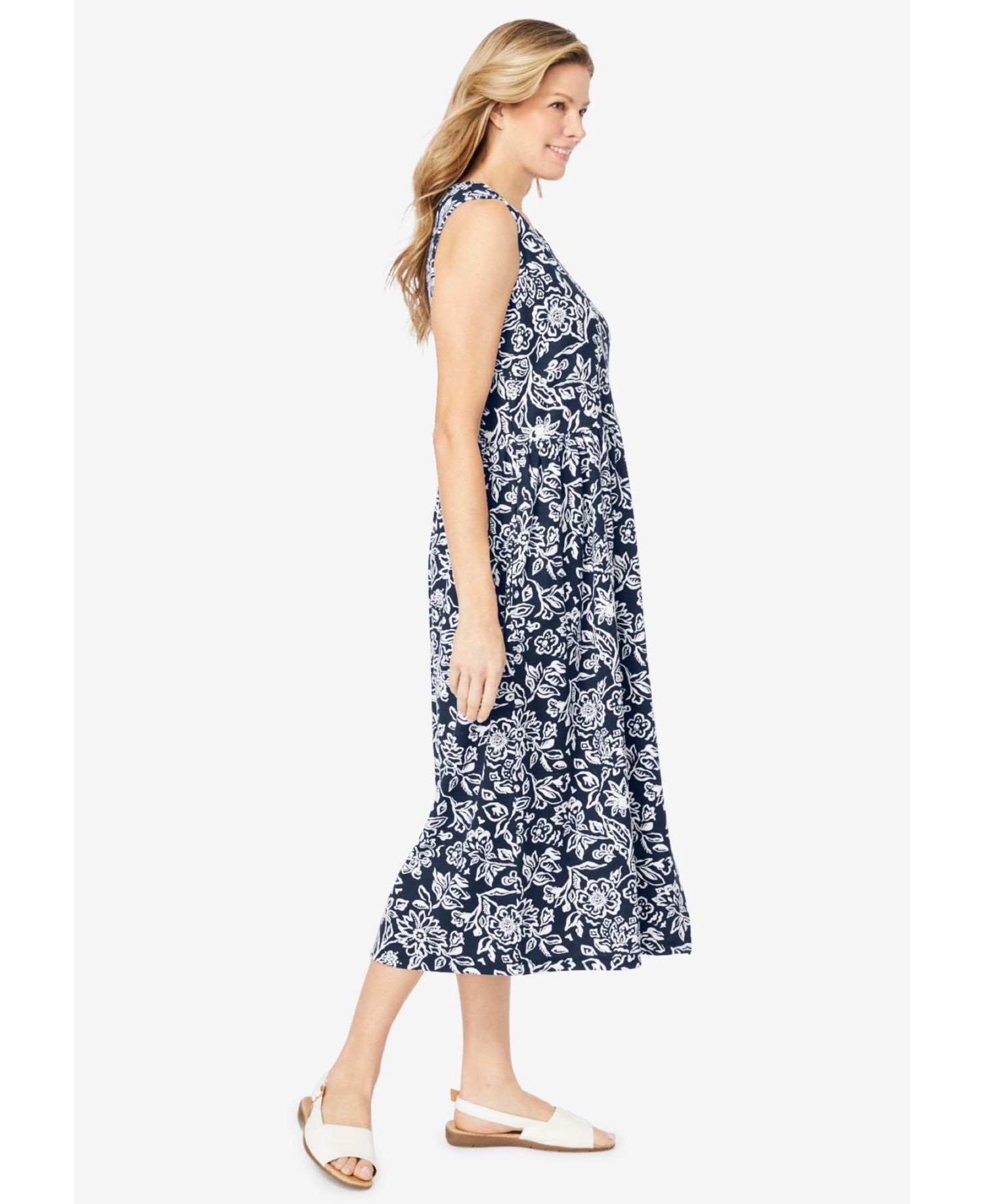 Plus Size Sleeveless Button Front Dress