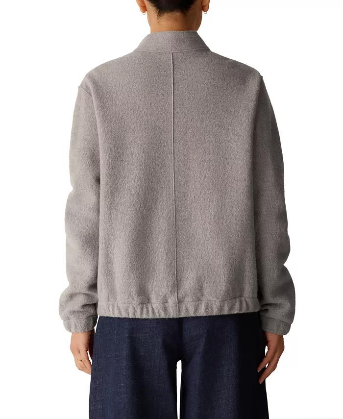 Women's Stand Collar Boiled Wool Short Jacket - thumbnail 8