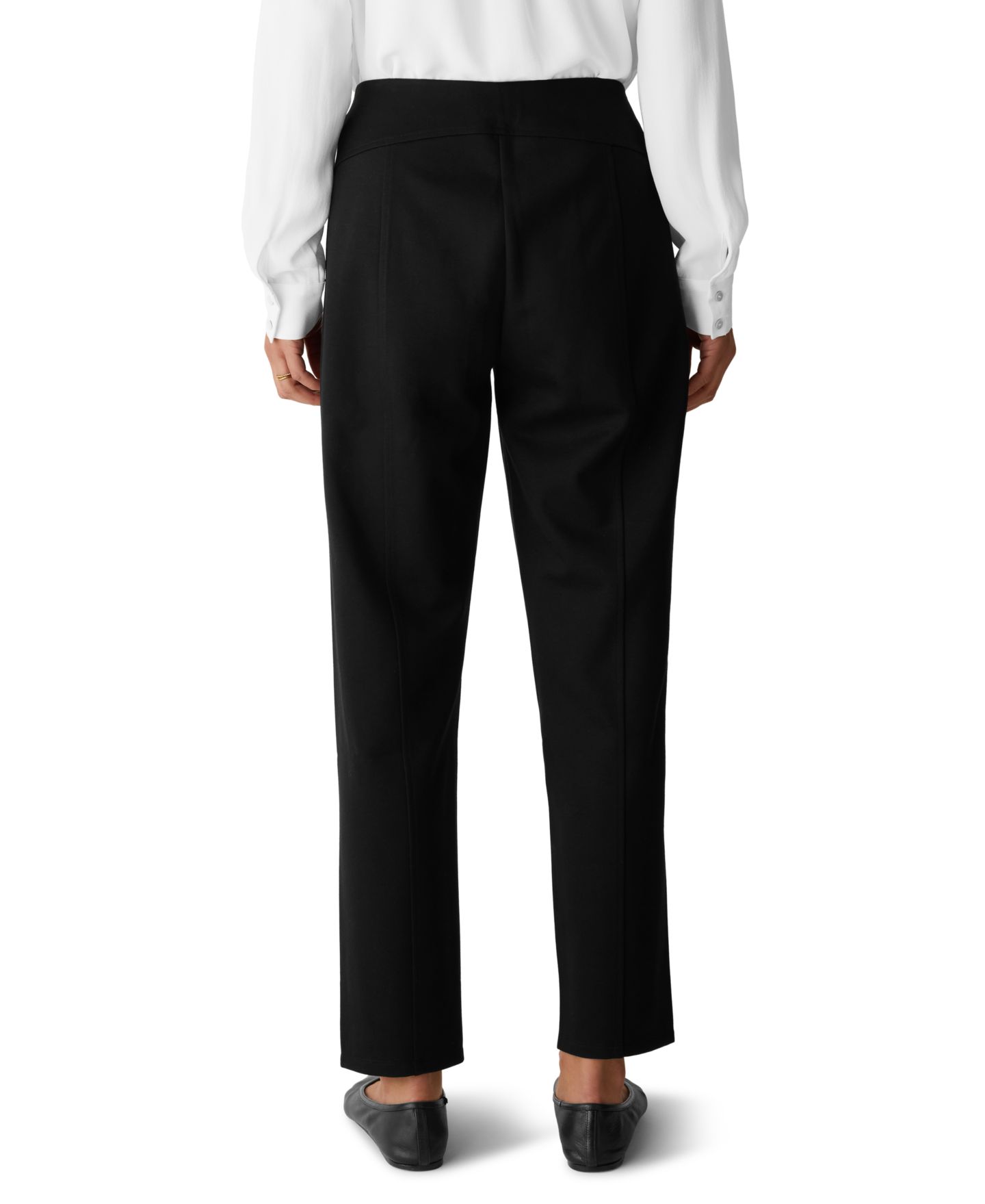 Женские брюки Eileen Fisher Tapered-Ankle Mid-Rise Double-Knit Trouser, цвет: Чёрный — фото 4