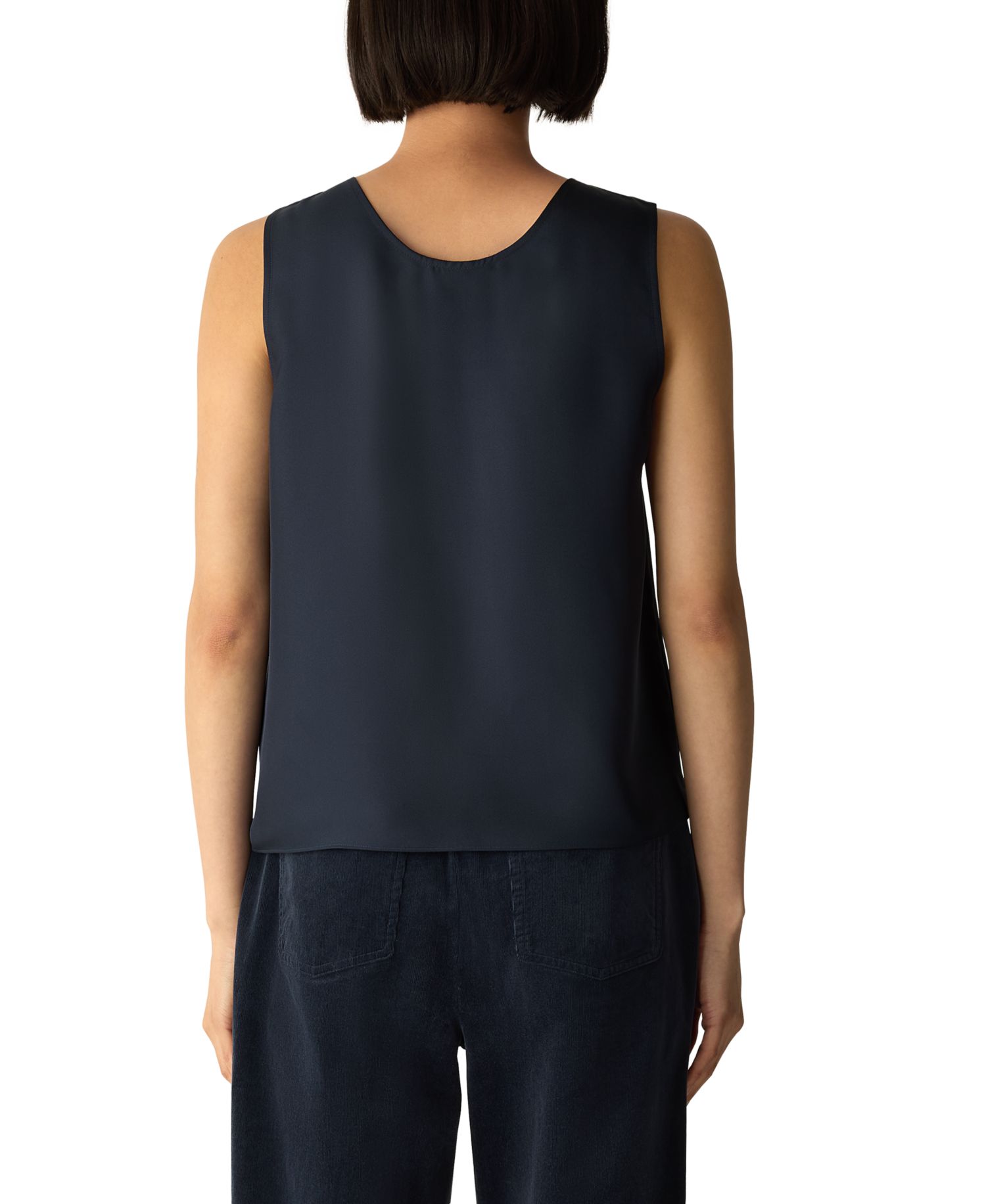Women's Curved V-Neck Silk Shell