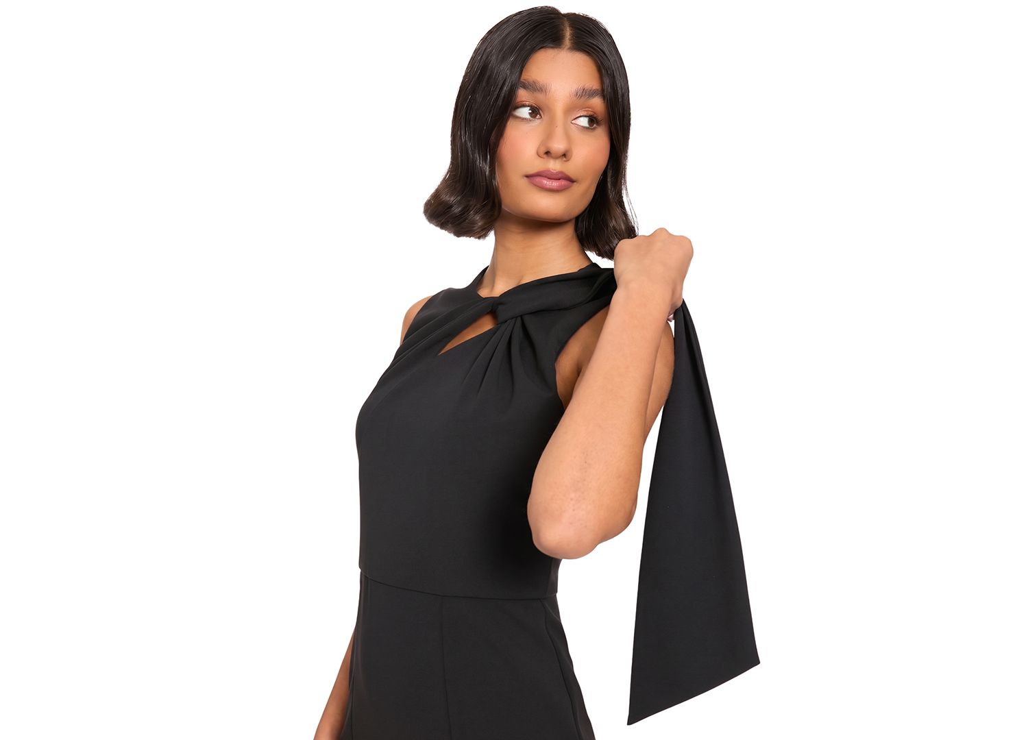 Petite Midi Asymmetrical-Neckline Dress
