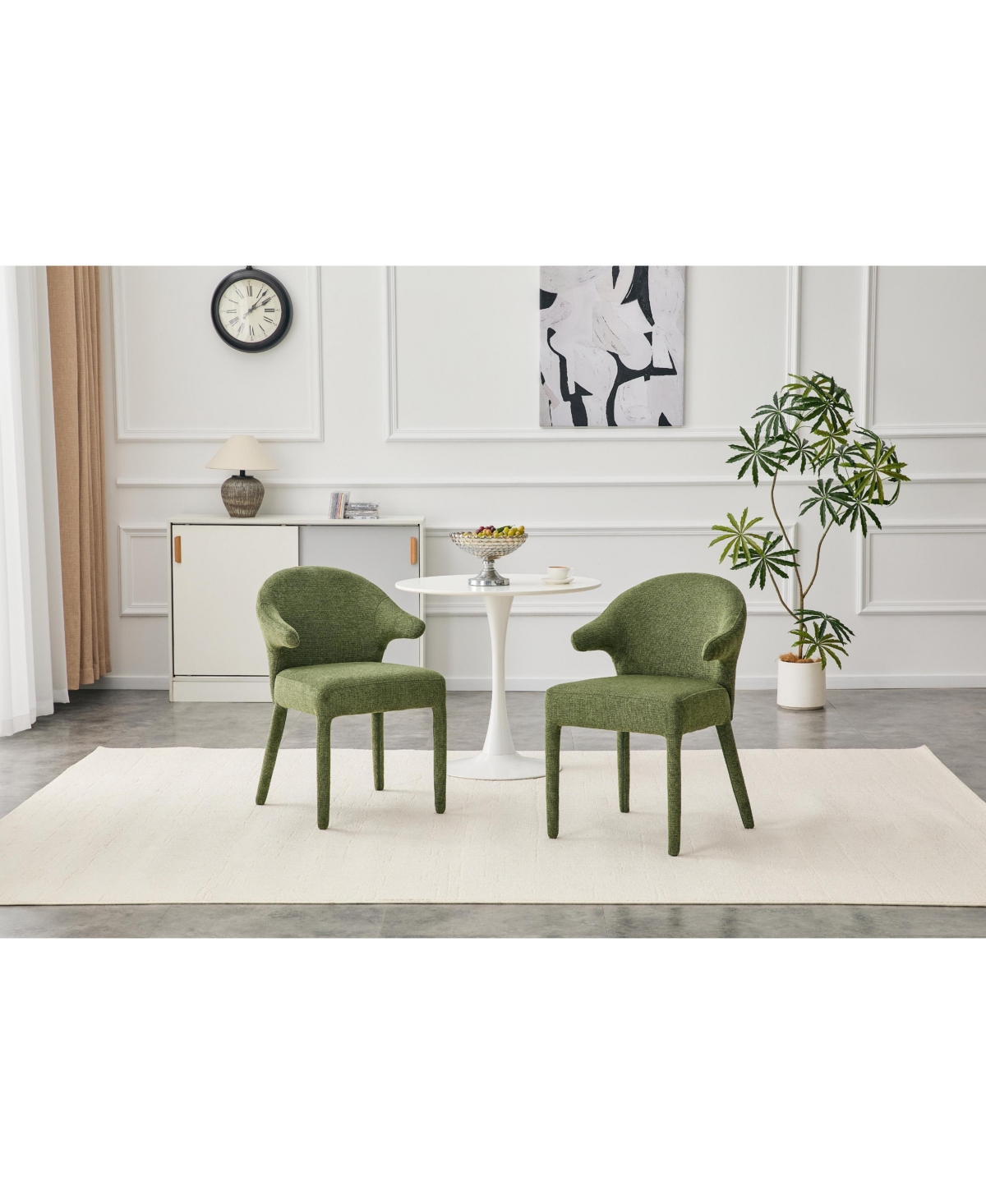 Flynama Set of 2 Boucle Fabric Hug Chairs with Armrests, Upholstered Accent Dining Chairs