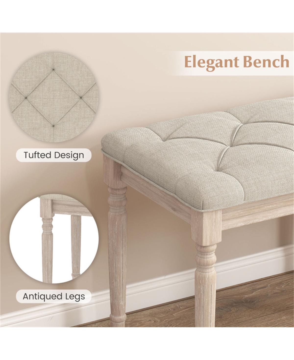 Slickblue 47.5" Button Tufted Entryway Bench with Upholstered Seat and Wood Frame