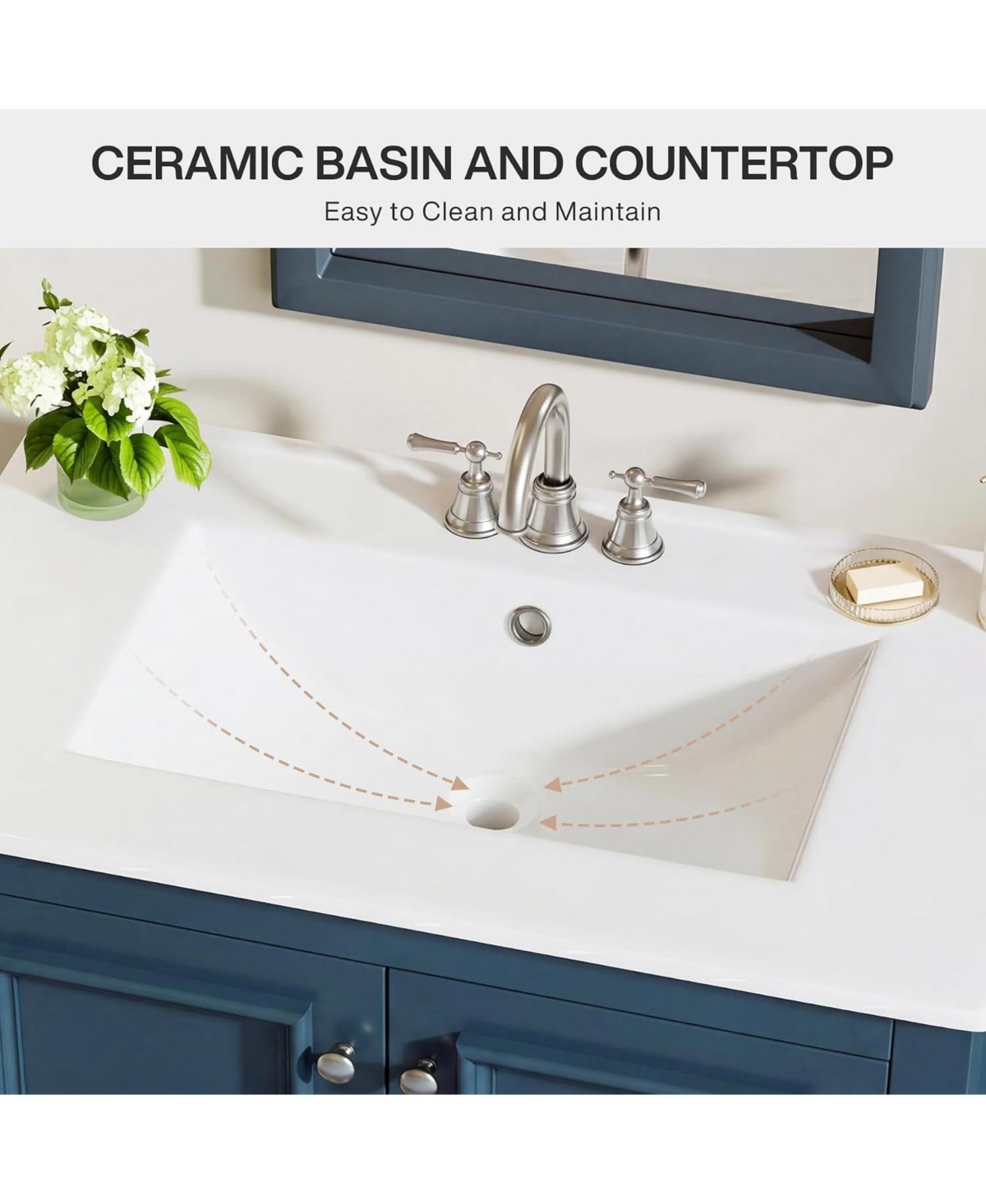 Tribesigns 30" Bathroom Vanity with Sink with 2 Doors and 1 Drawer