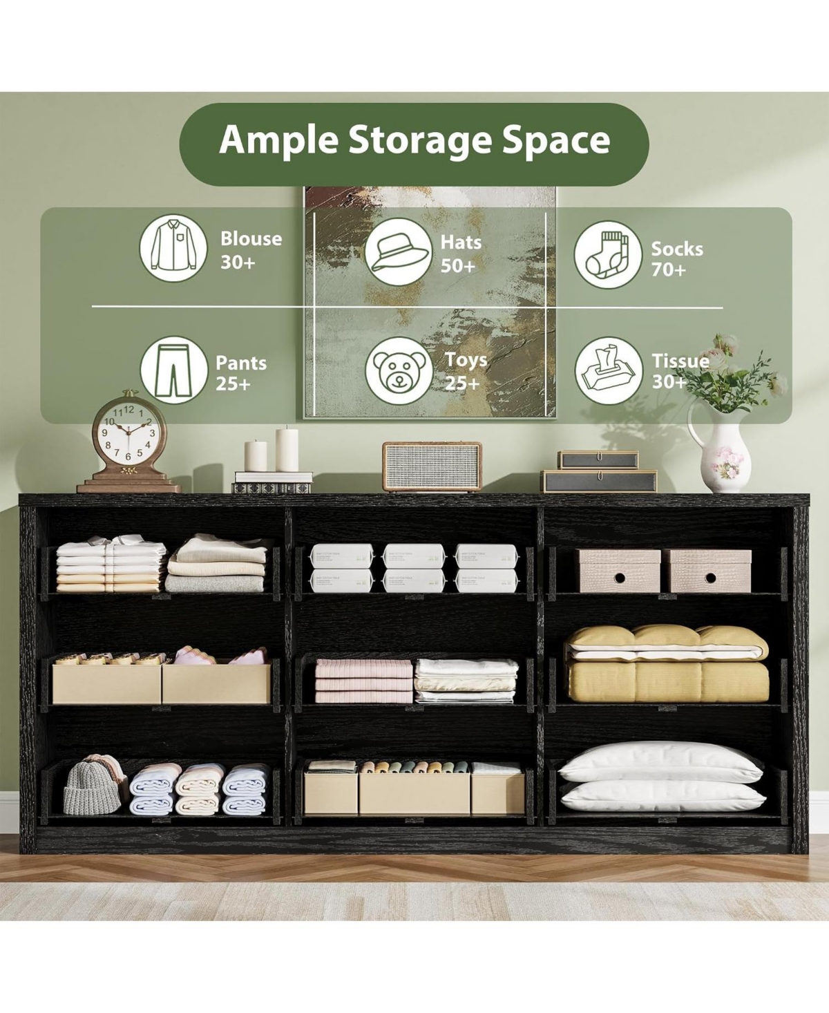 gaomon 9-Drawer Wood Dresser, Wide Modern Chest of Drawers, Storage Organizer for Bedroom, Living Room