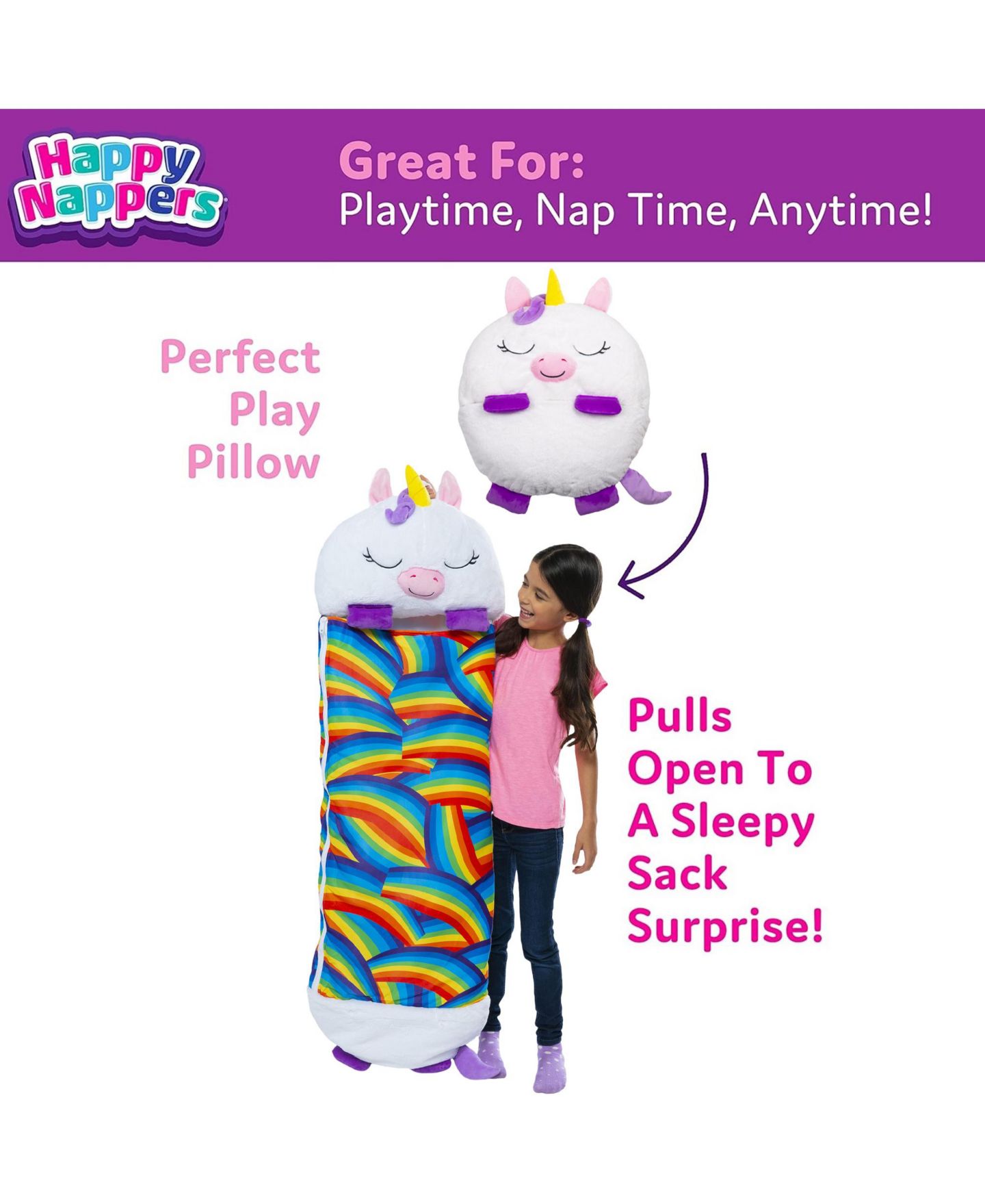 Детская мягкая игрушка Happy Nappers Weighted Unicorn Plush, Large — фото 3